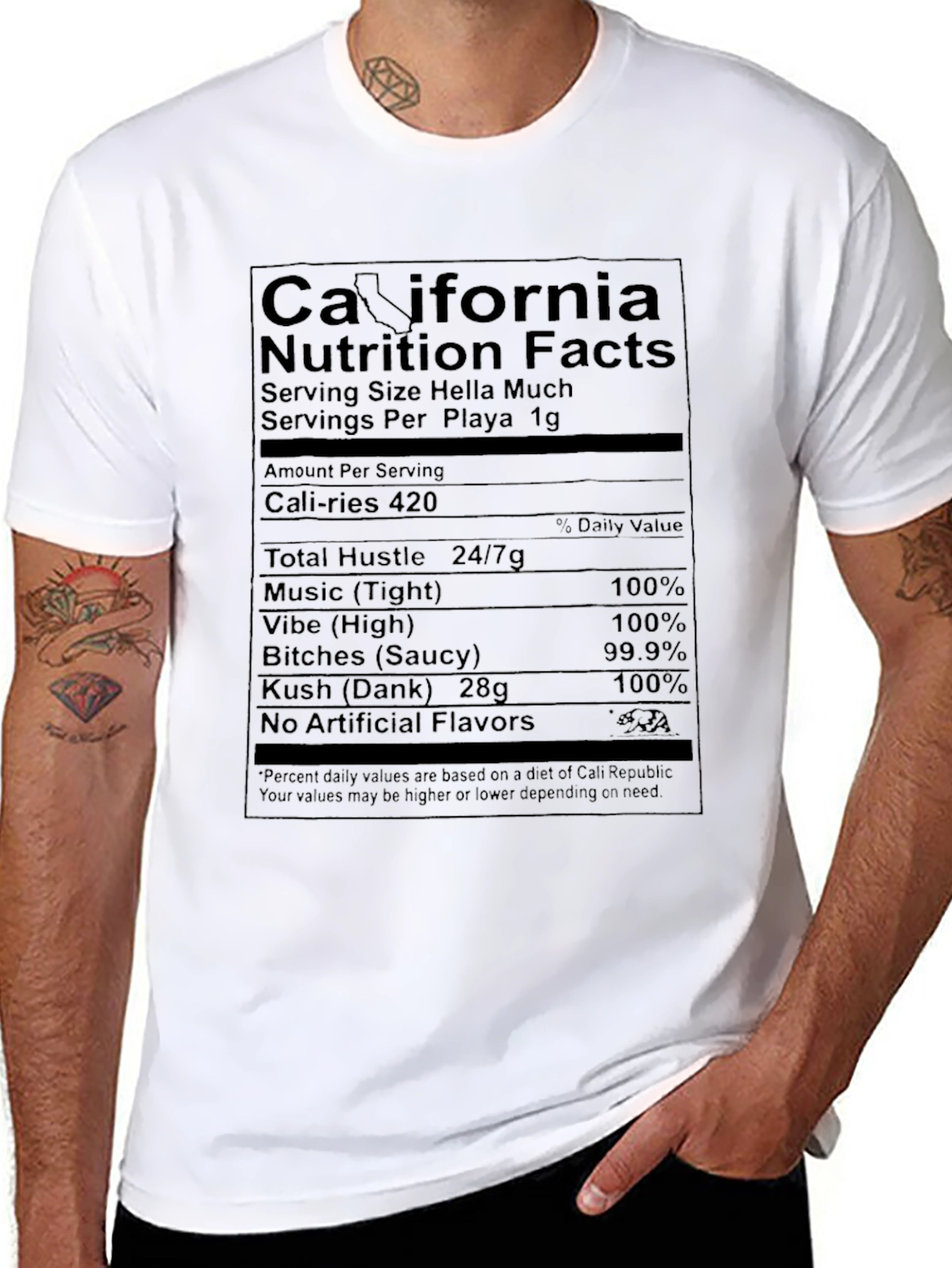 California Nutrition Facts T-Shirt - Cali Vibes