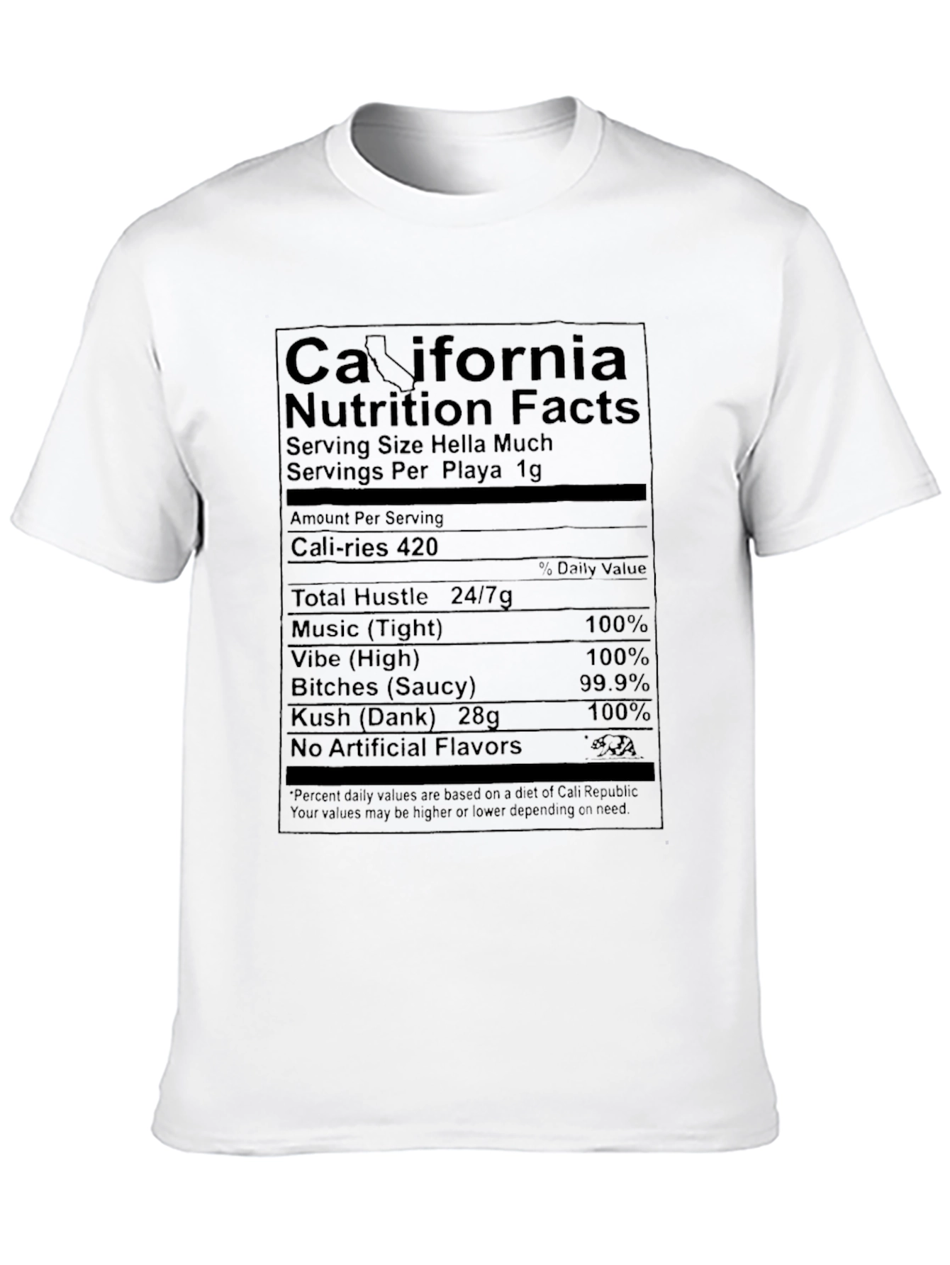 California Nutrition Facts T-Shirt - Cali Vibes