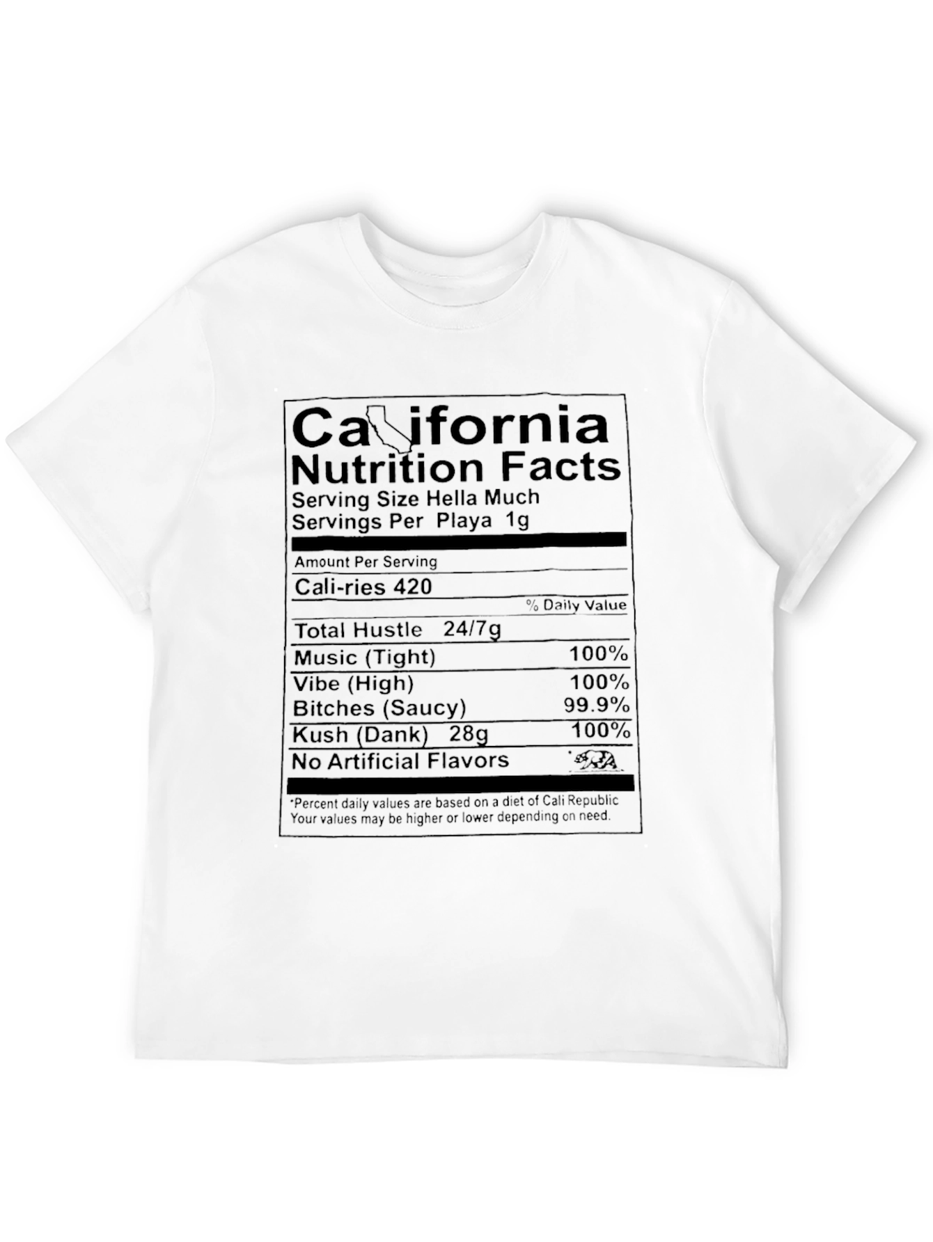 California Nutrition Facts T-Shirt - Cali Vibes