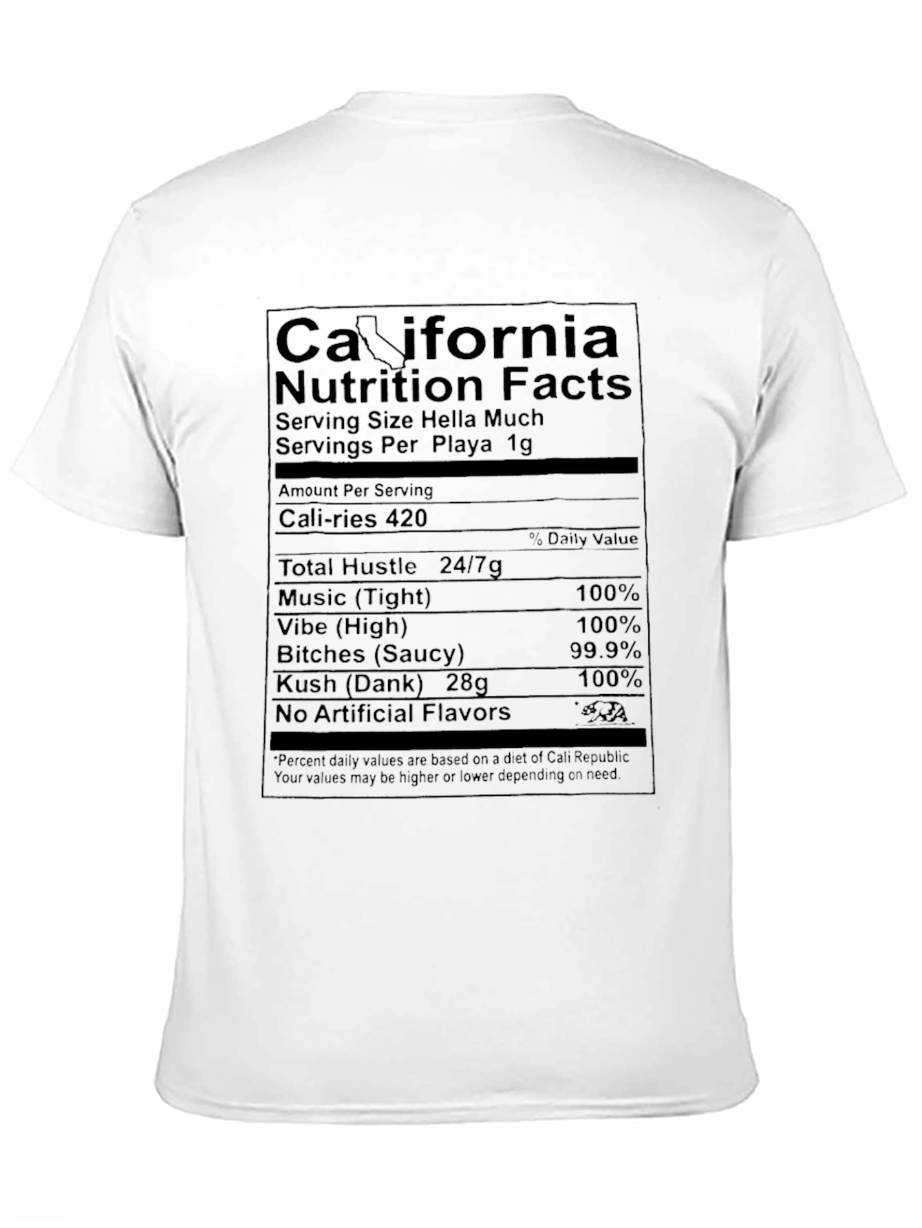 California Nutrition Facts T-Shirt - Cali Vibes