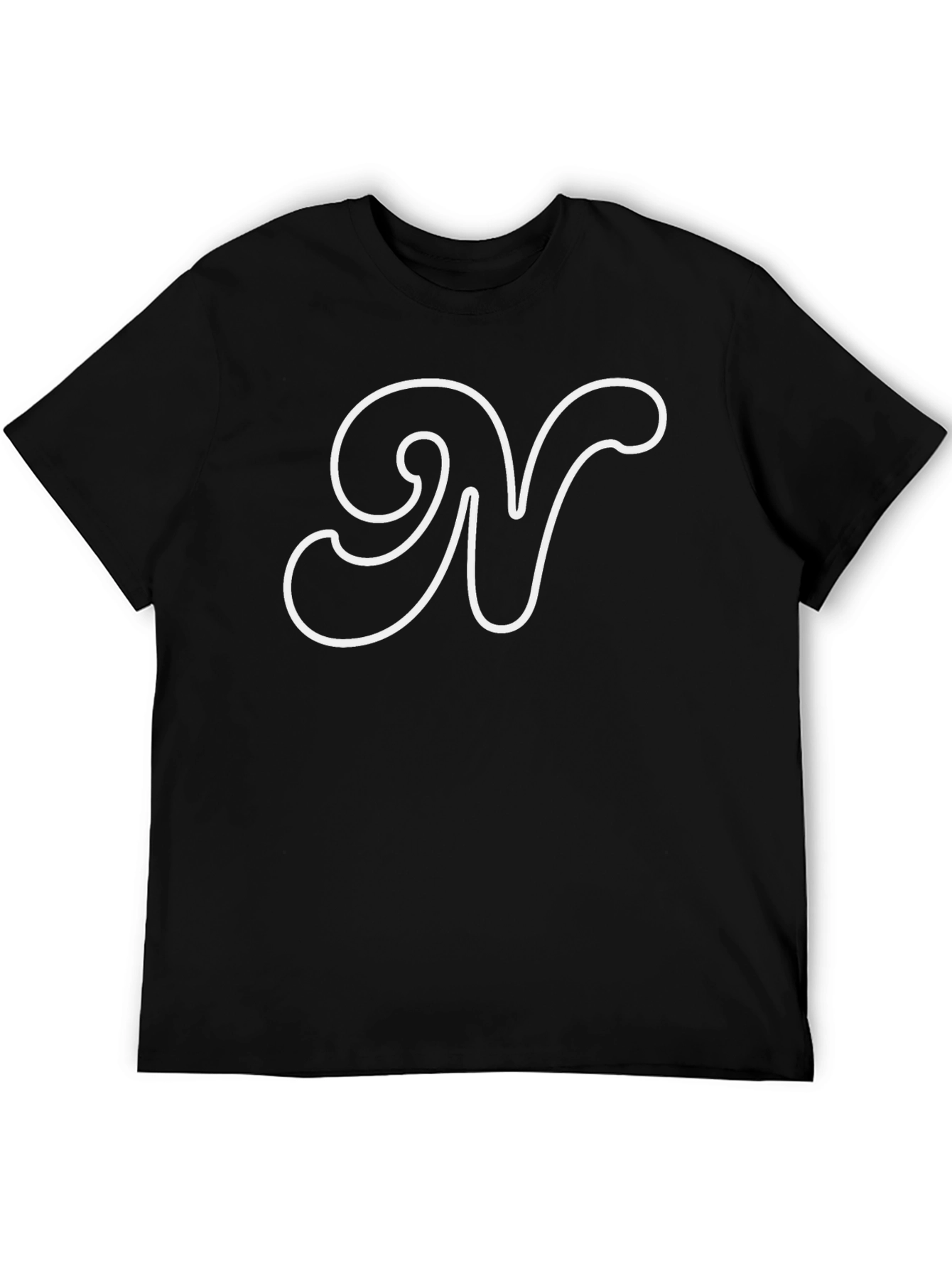 Stylish Black T-Shirt with White Letter N Design
