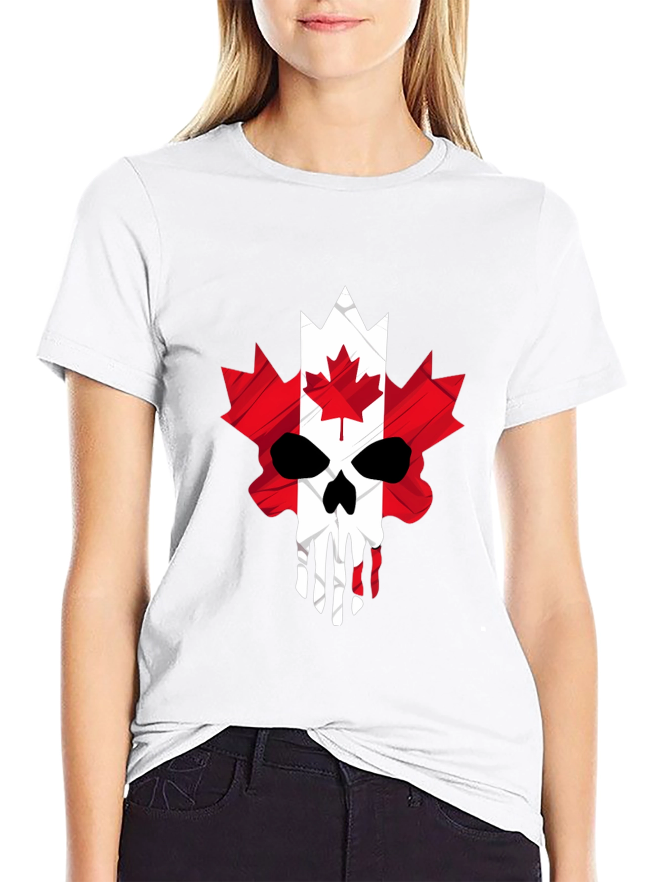 Canadian Skull Flag Graphic T-Shirt