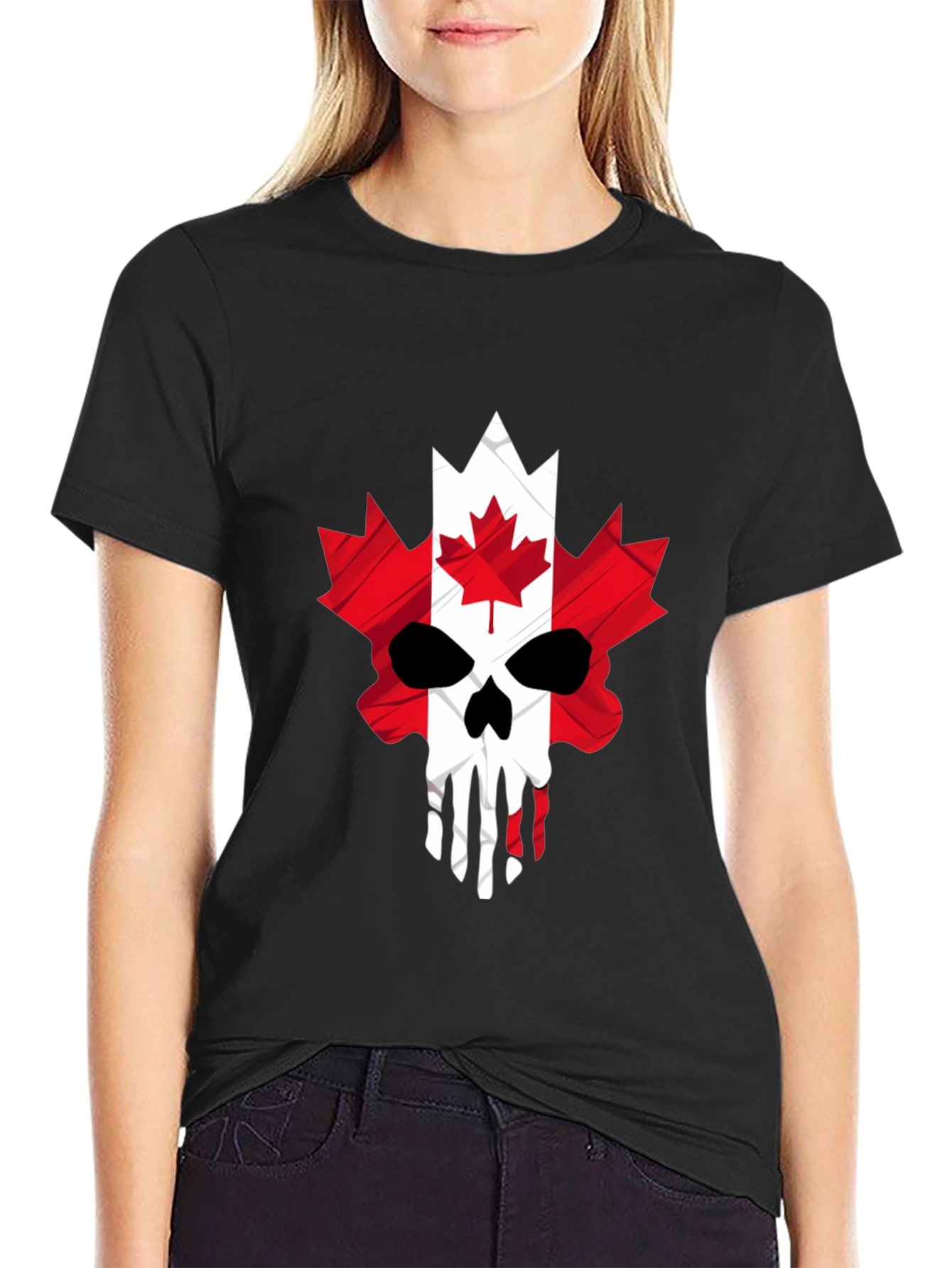 Canadian Skull Flag Graphic T-Shirt