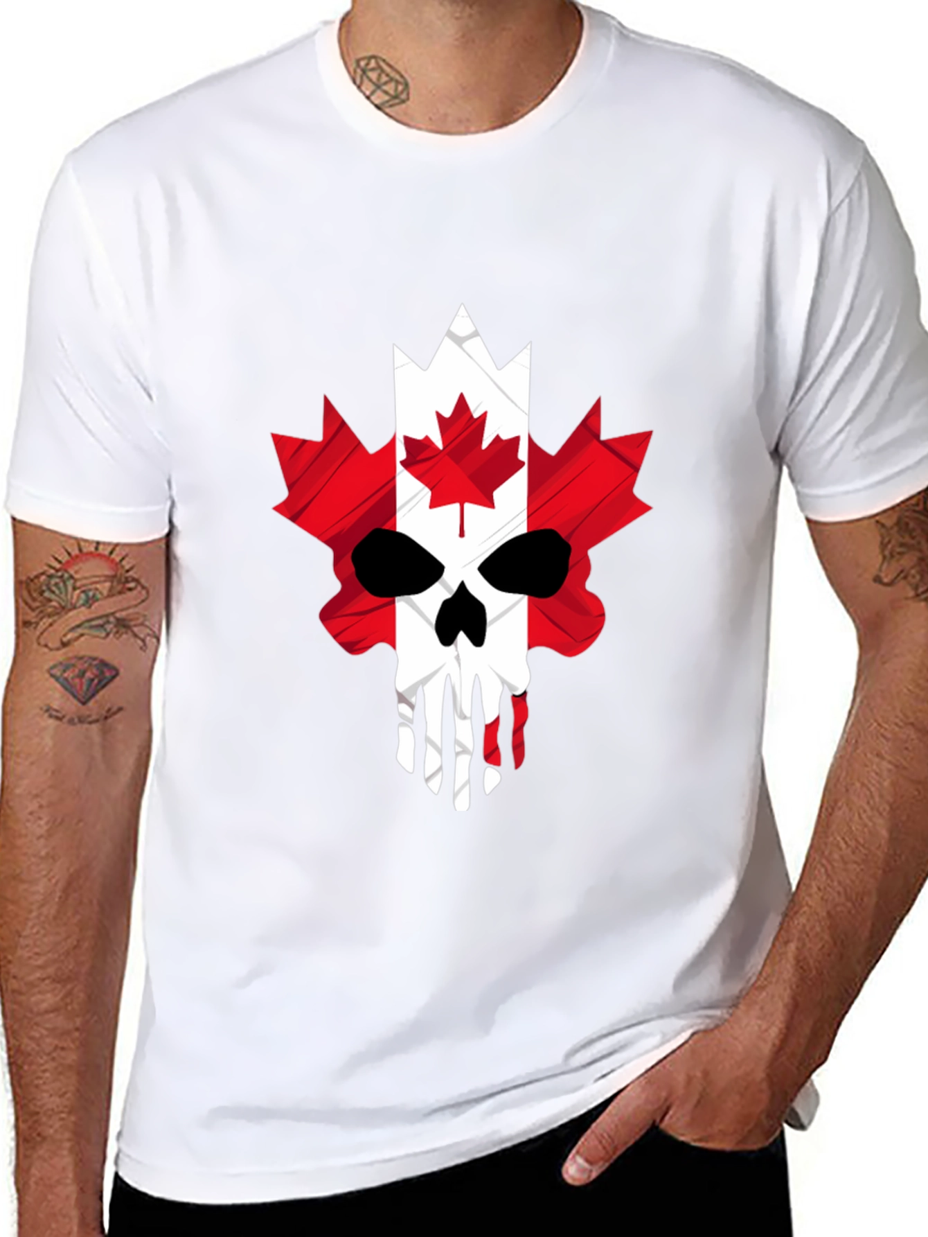Canadian Skull Flag Graphic T-Shirt