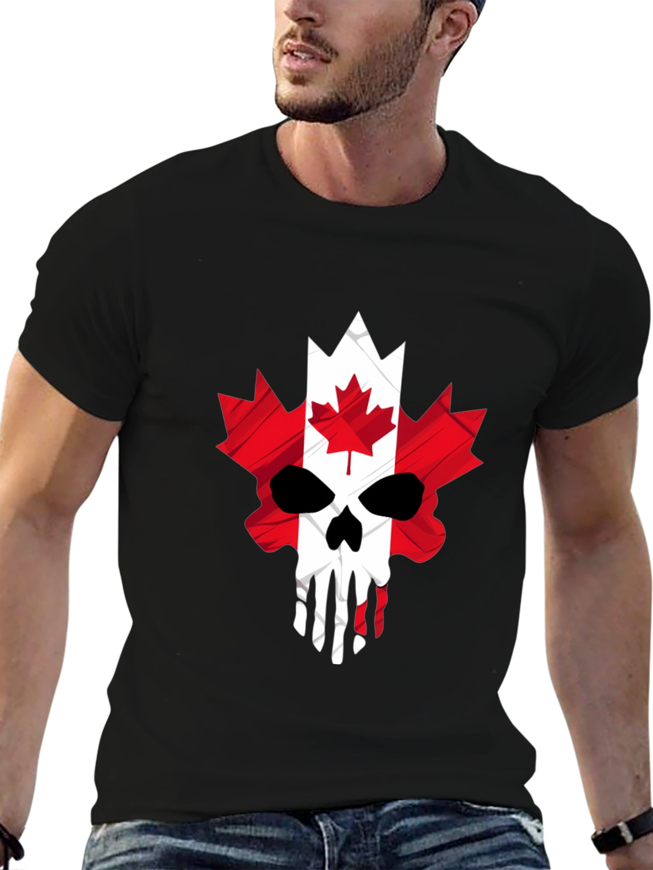 Canadian Skull Flag Graphic T-Shirt