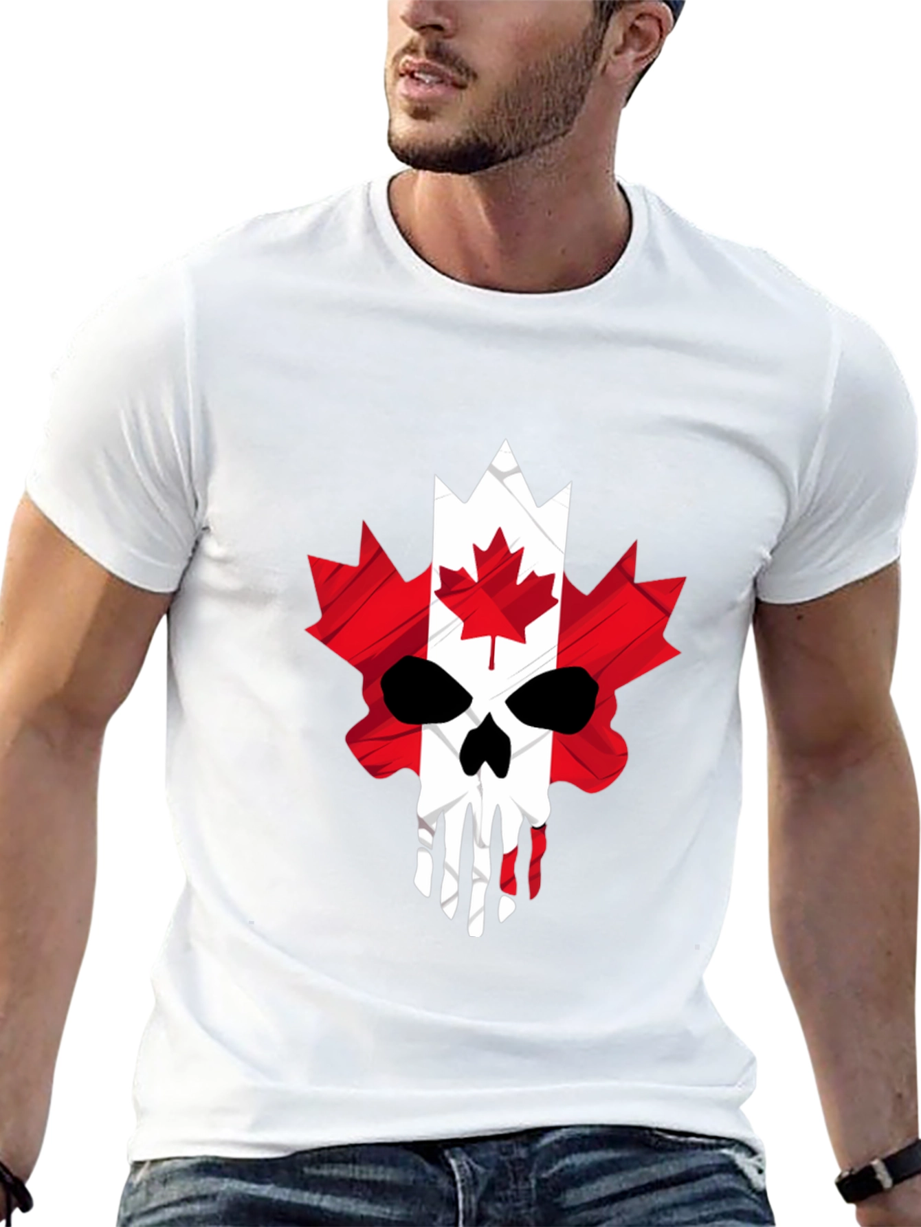 Canadian Skull Flag Graphic T-Shirt