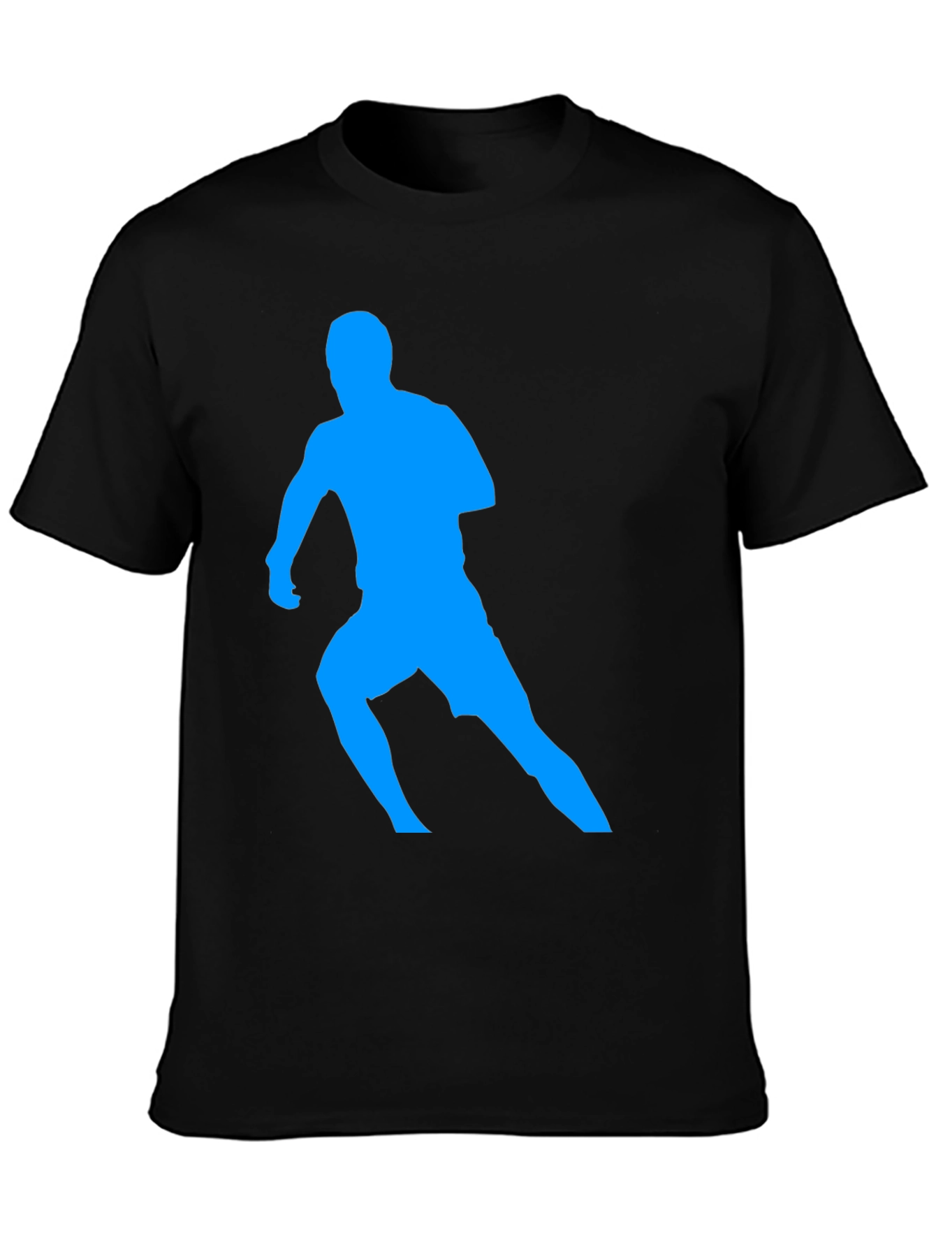 Mens Black T-Shirt with Blue Runner Design