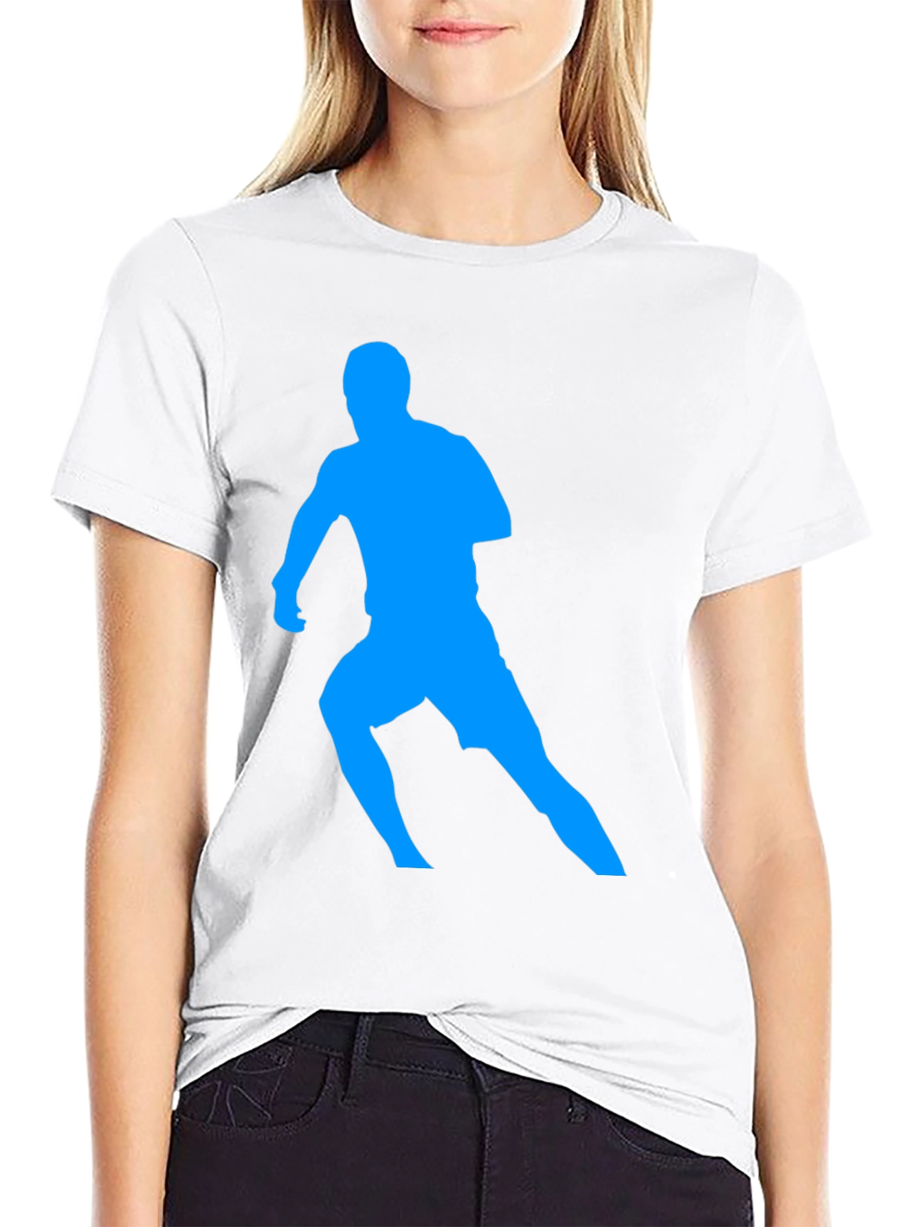 Mens Black T-Shirt with Blue Runner Design