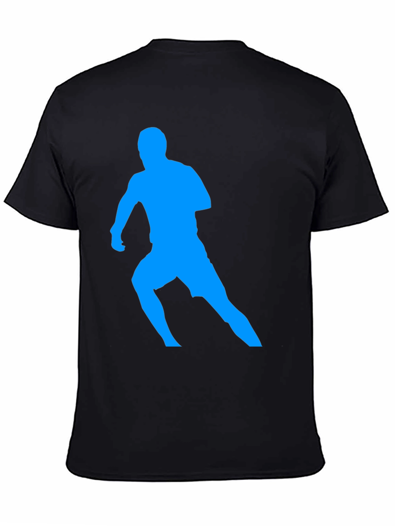 Mens Black T-Shirt with Blue Runner Design