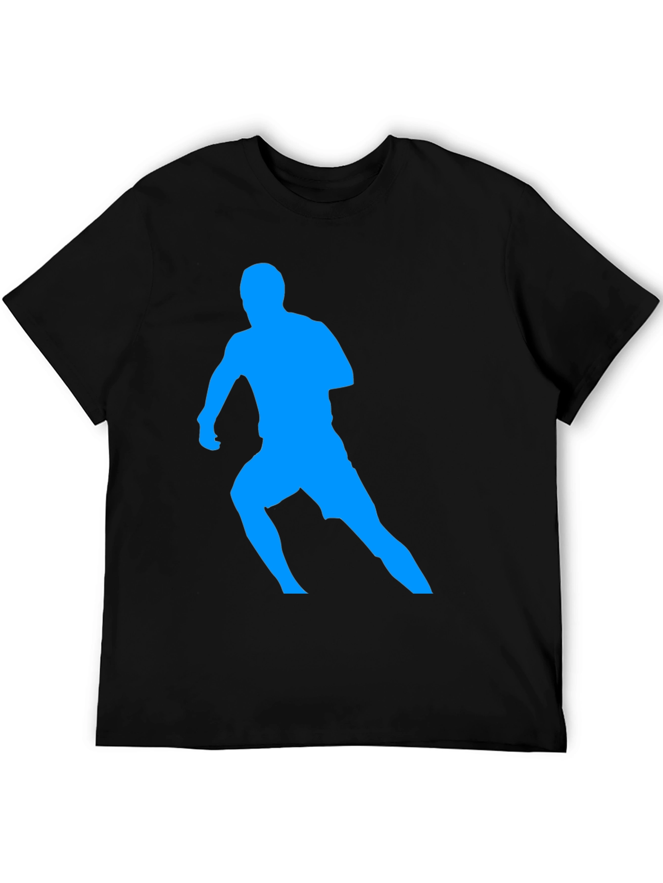 Mens Black T-Shirt with Blue Runner Design