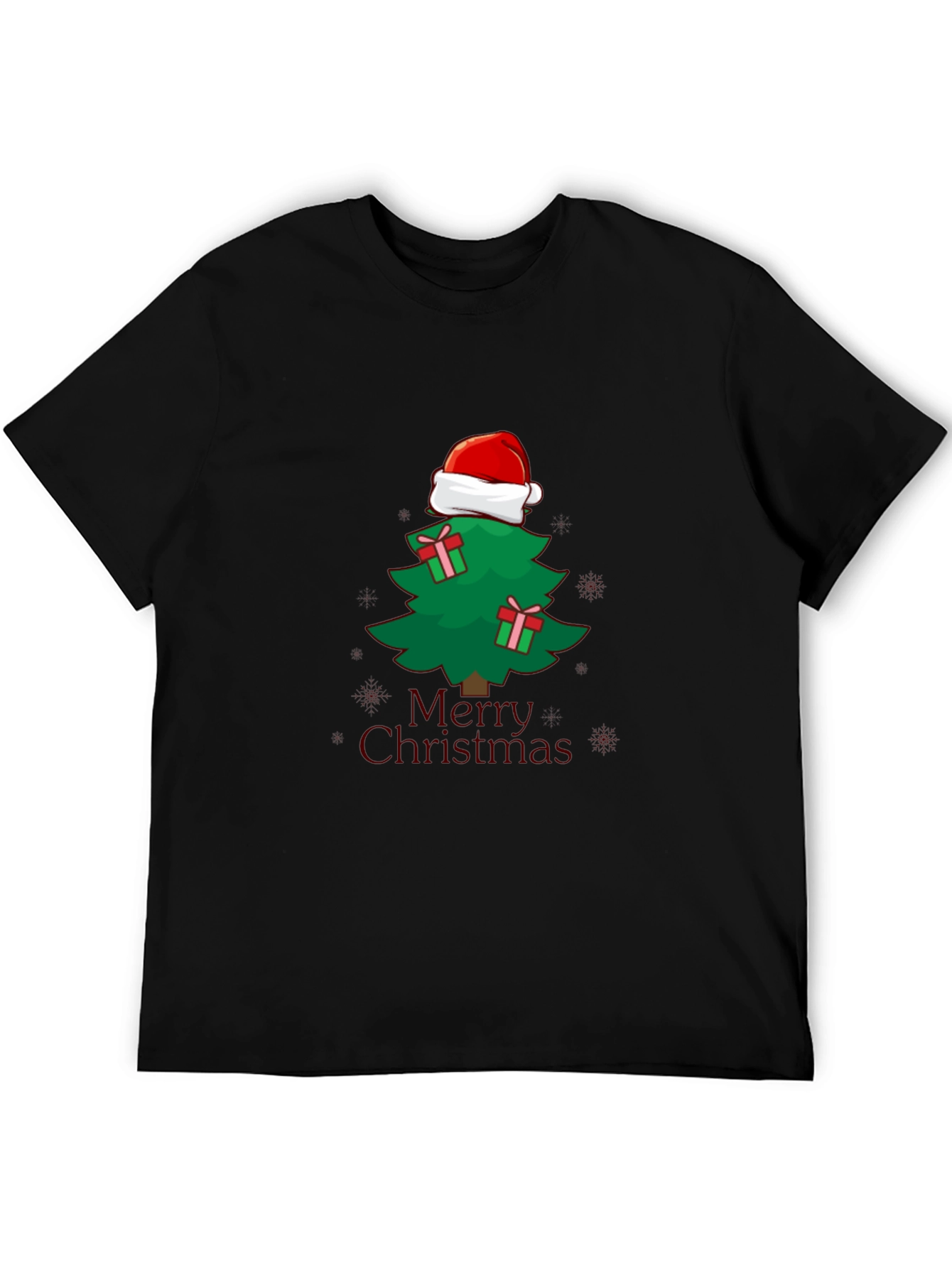 Christmas Tree Santa Hat Graphic Tee