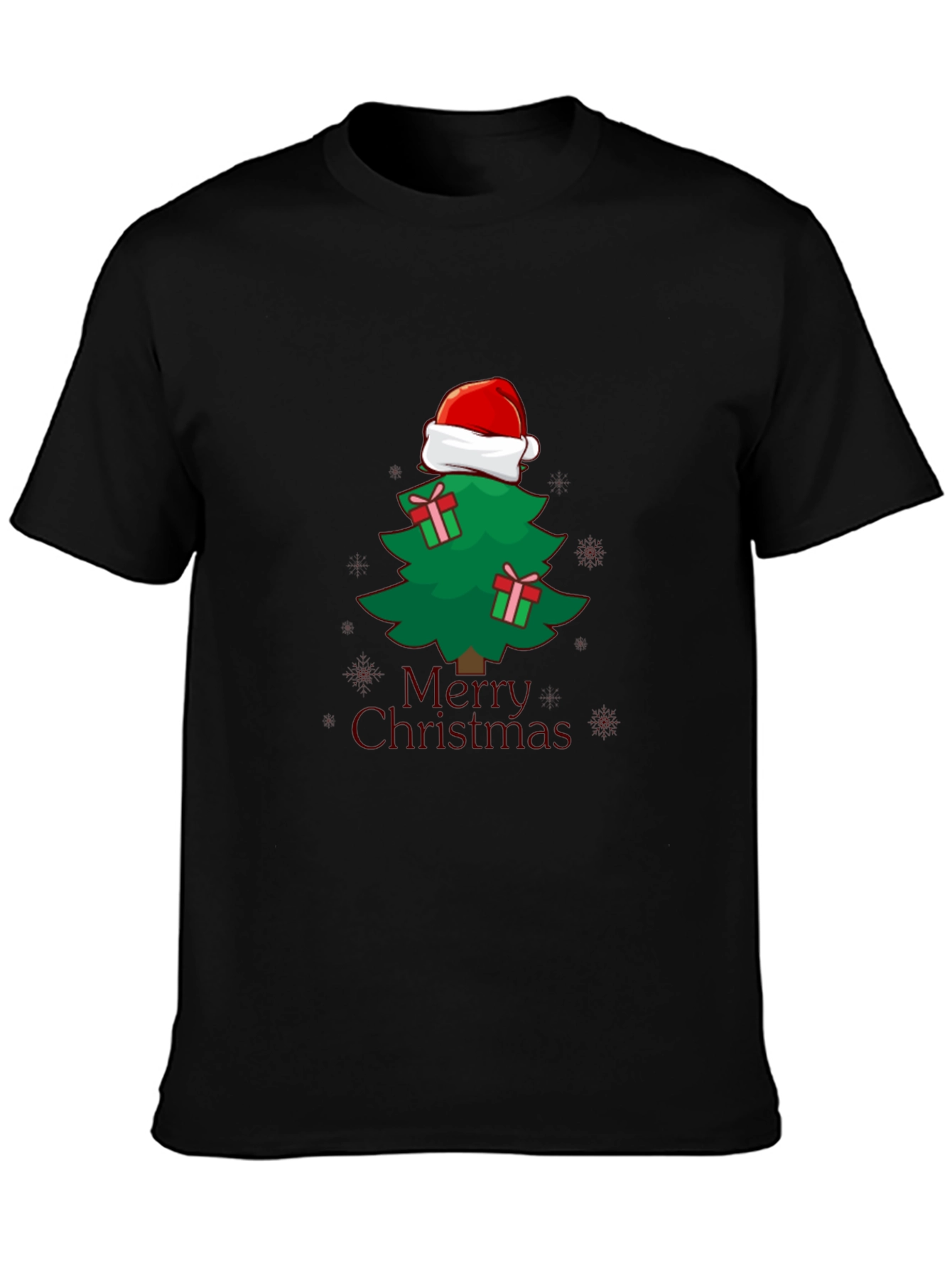 Christmas Tree Santa Hat Graphic Tee