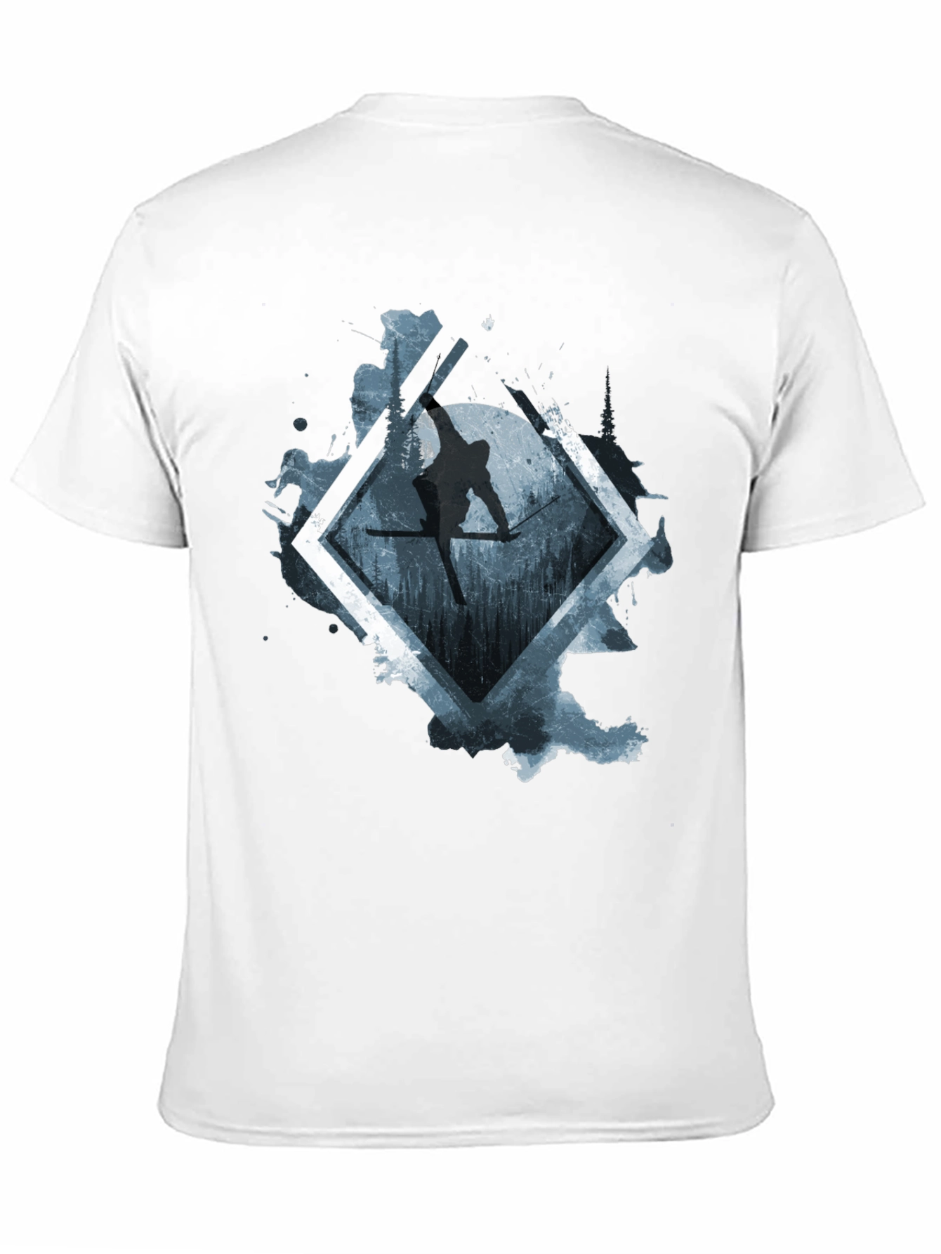 Mens Black Skiing Graphic Tee
