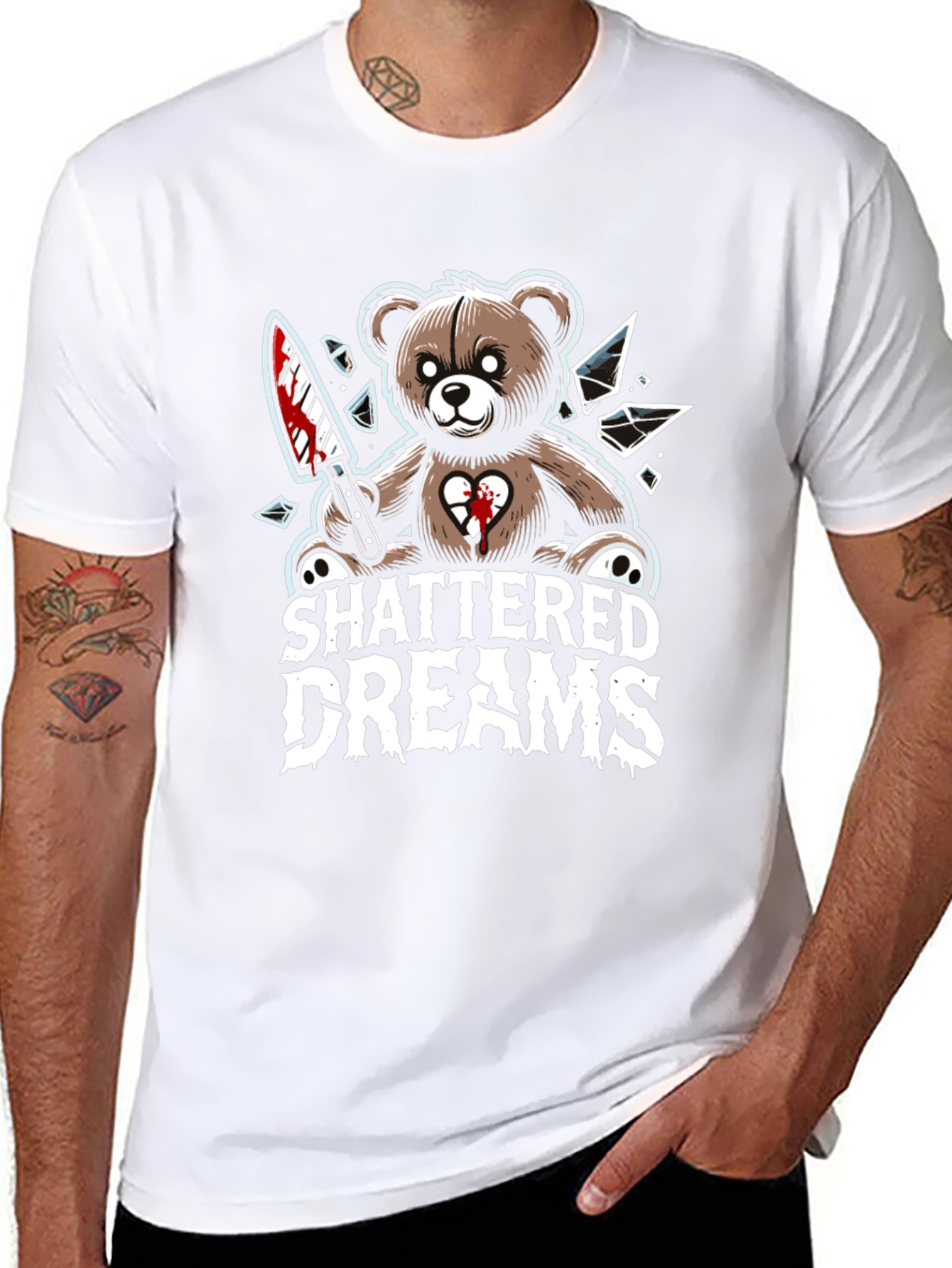 Shattered Dreams Teddy Bear Graphic T-Shirt