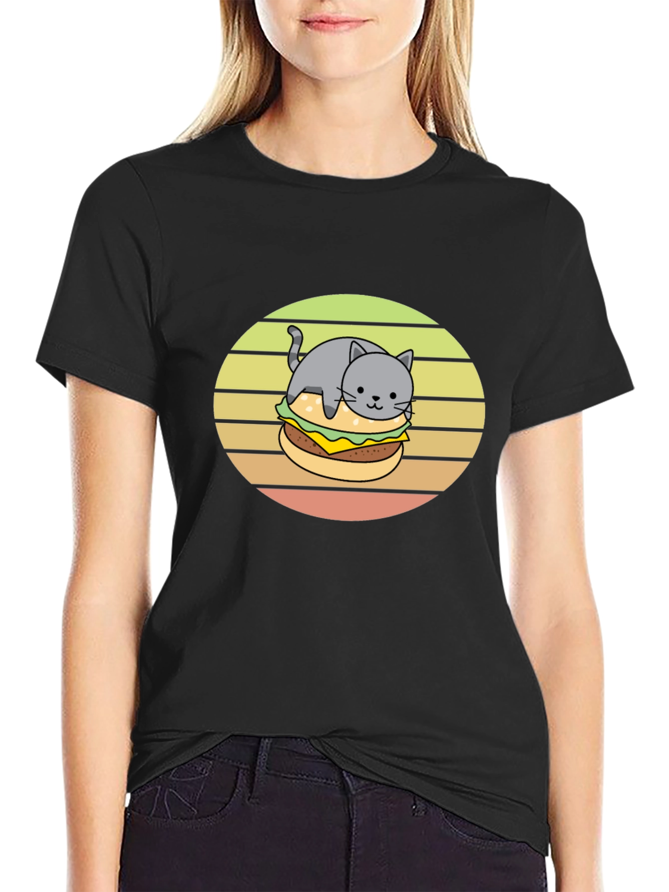 Cat Burger T-Shirt Funny Tee