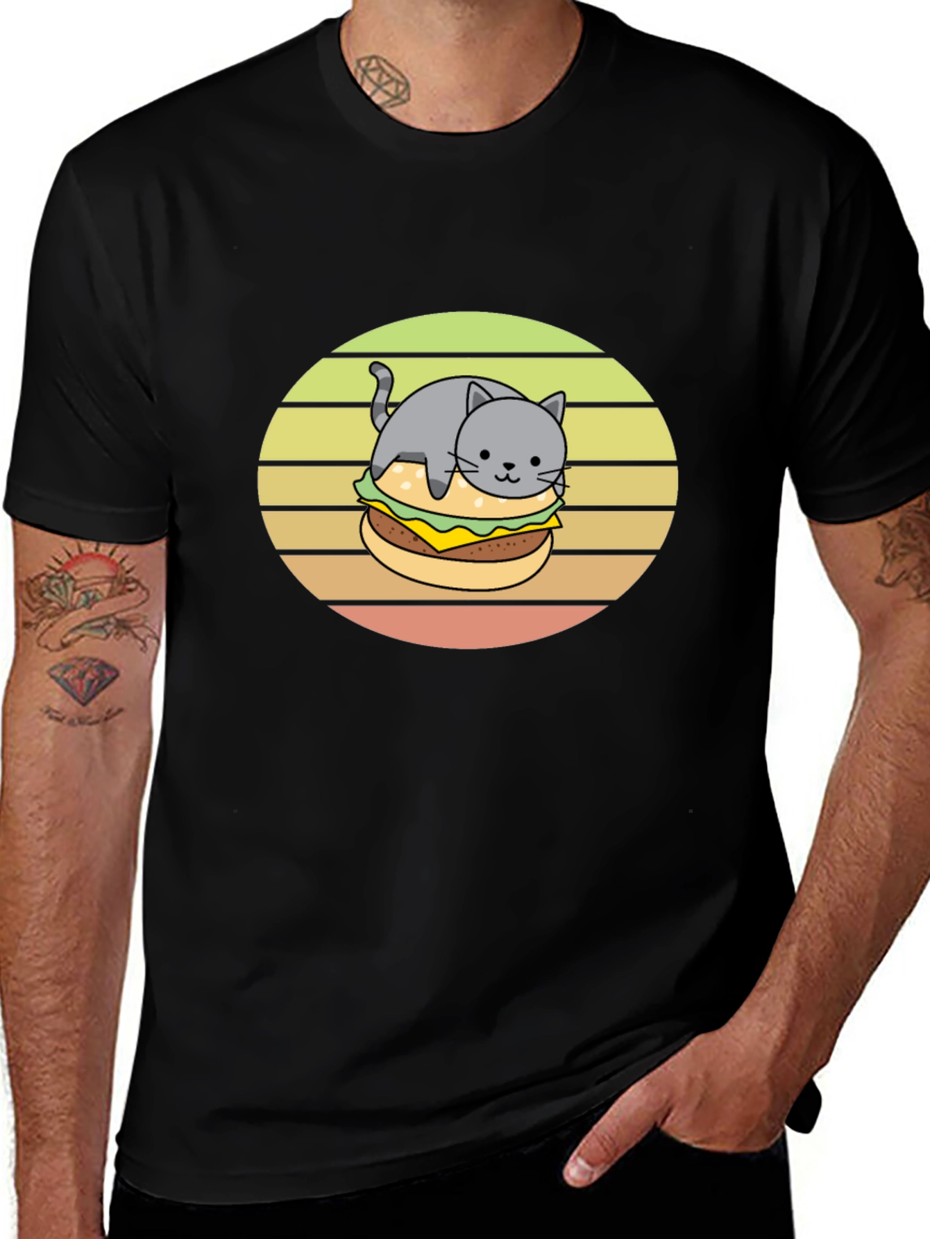 Cat Burger T-Shirt Funny Tee