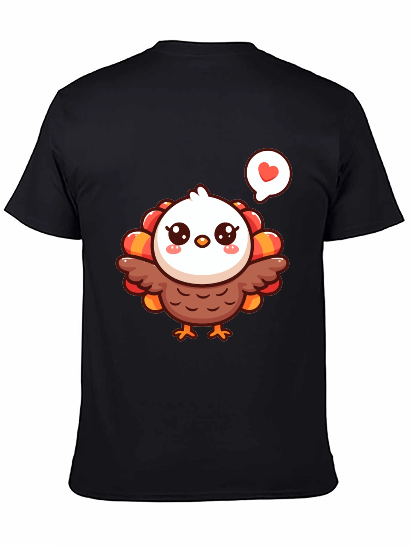 Cute Cartoon Turkey Graphic T-Shirt