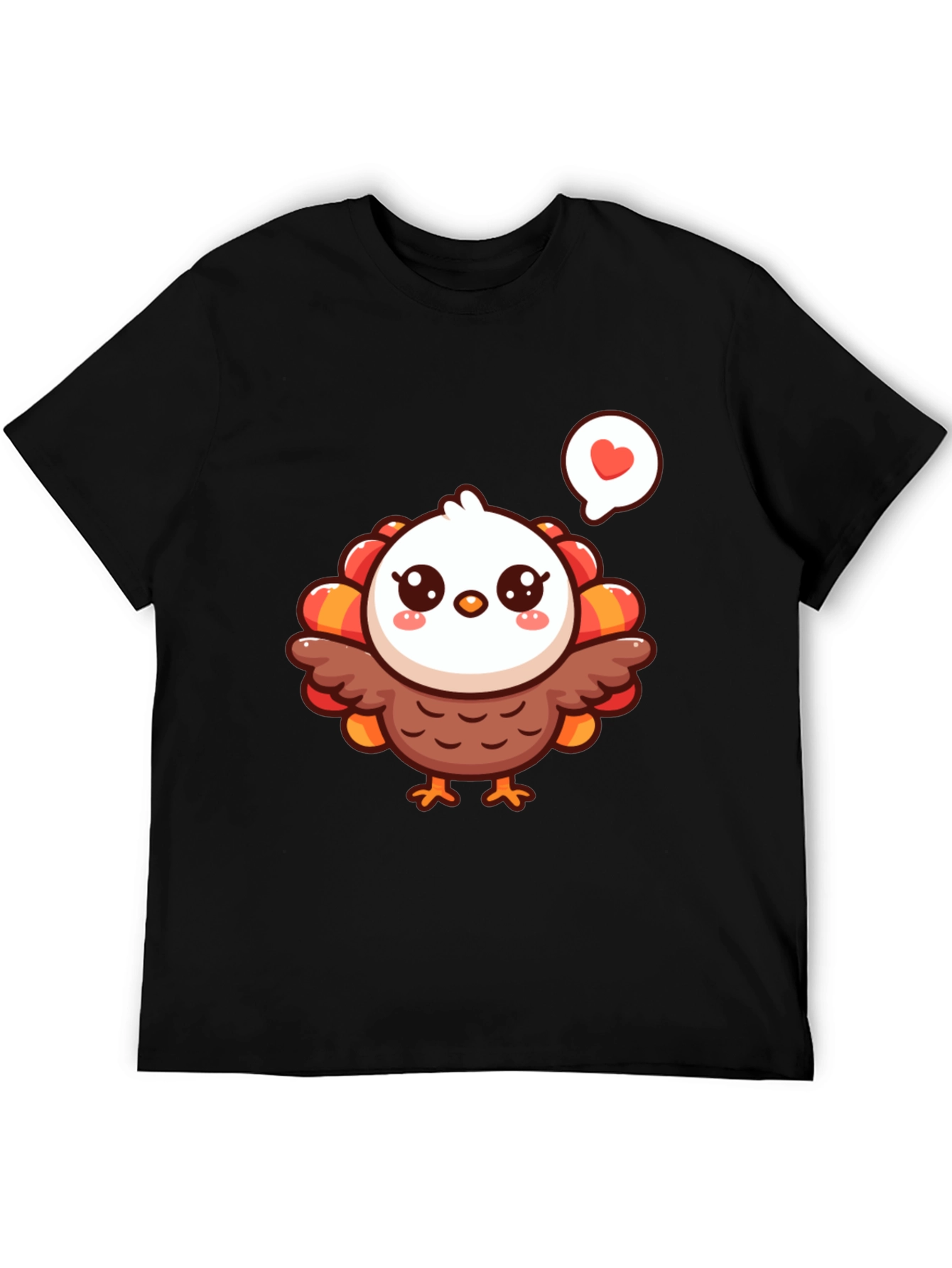 Cute Cartoon Turkey Graphic T-Shirt