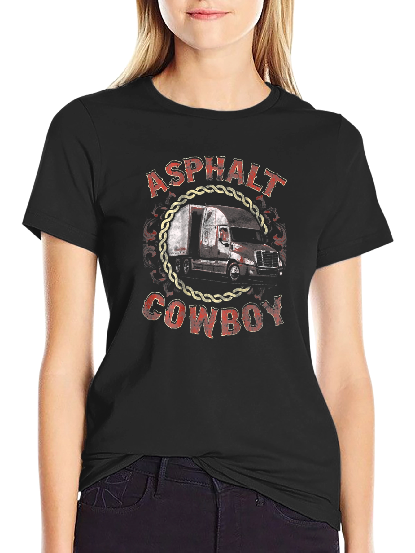 Asphalt Cowboy Trucker T-Shirt - Cool Graphic Tee