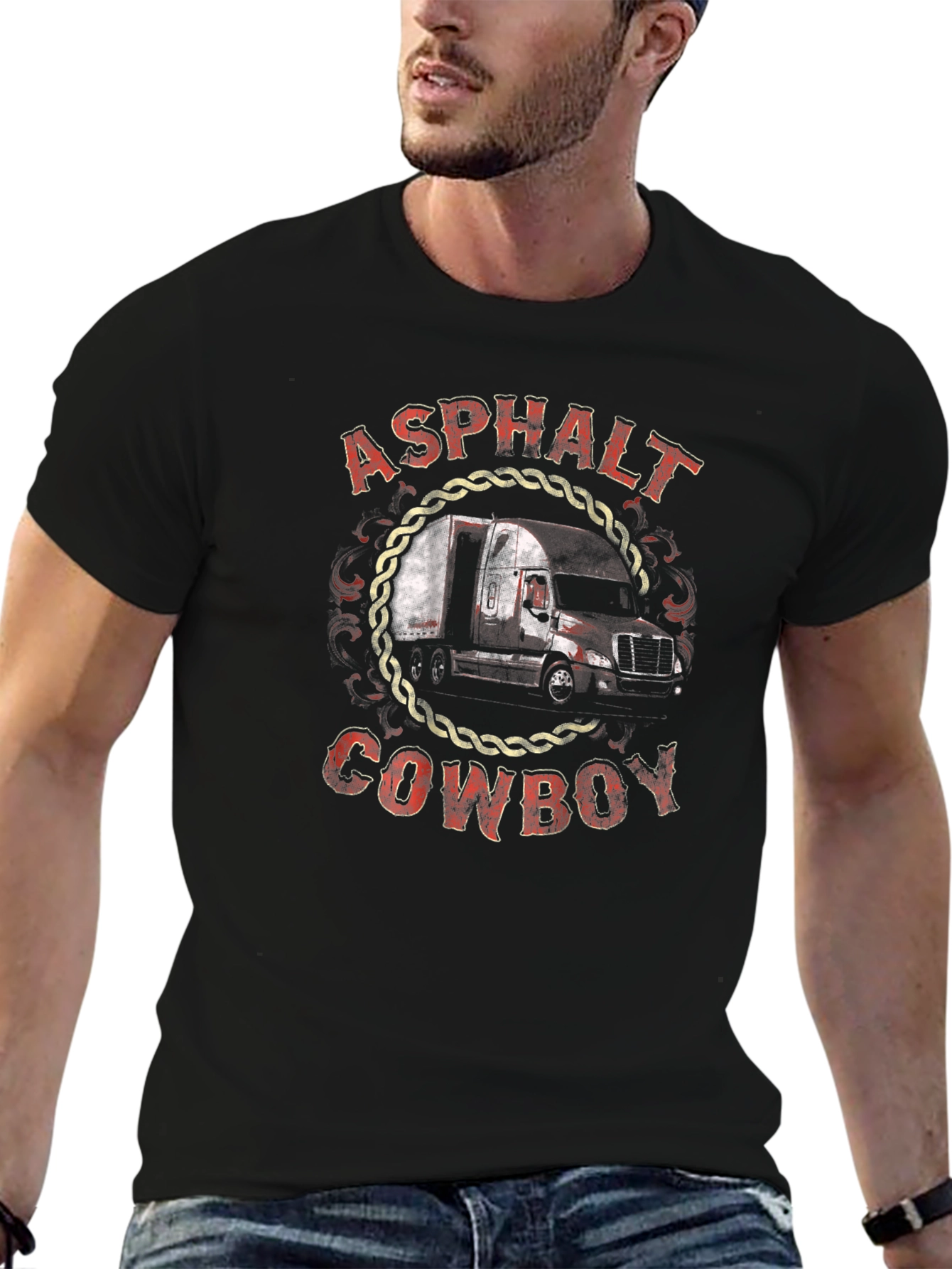 Asphalt Cowboy Trucker T-Shirt - Cool Graphic Tee
