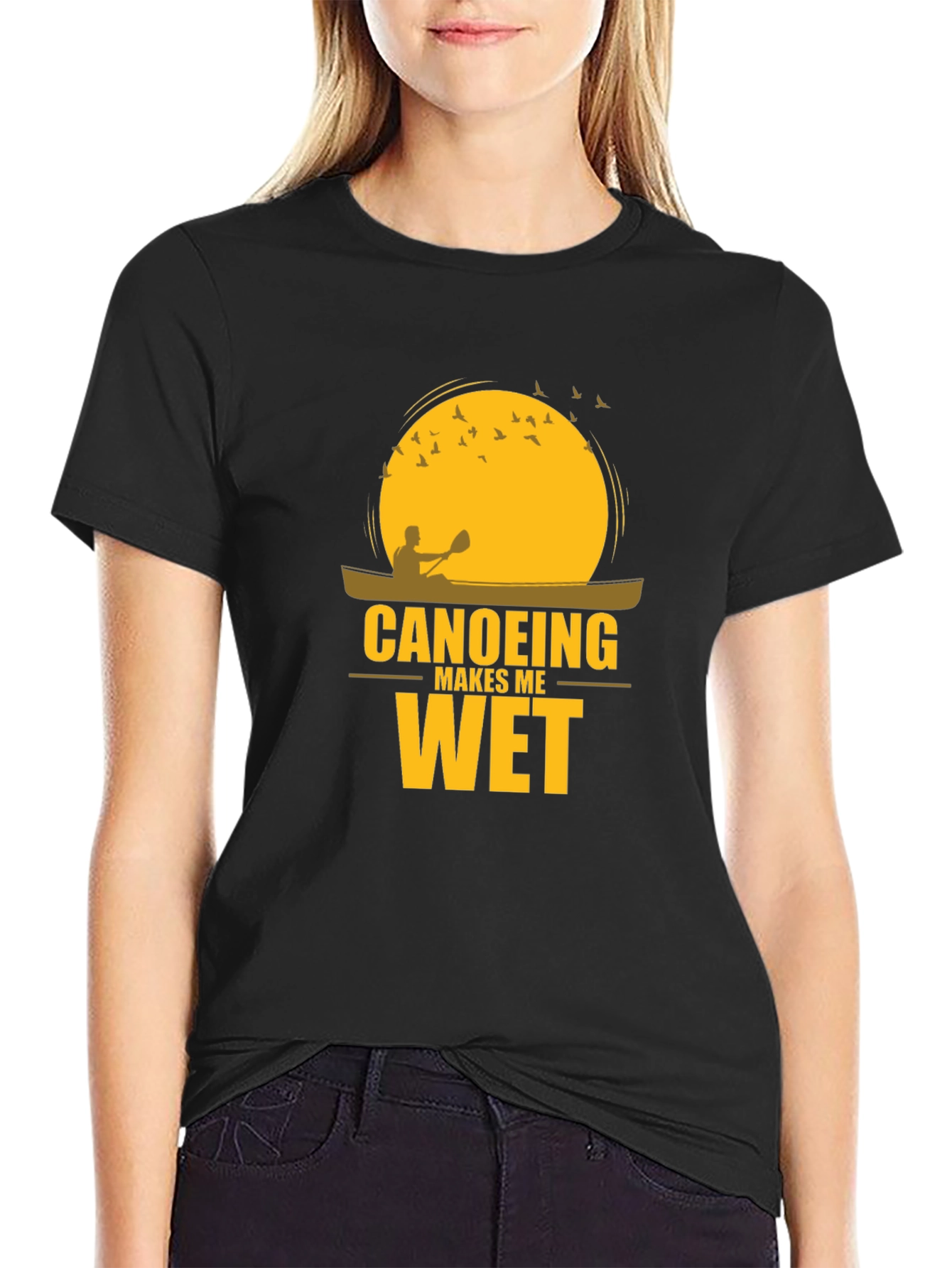 Canoeing Makes Me Wet Black T-Shirt