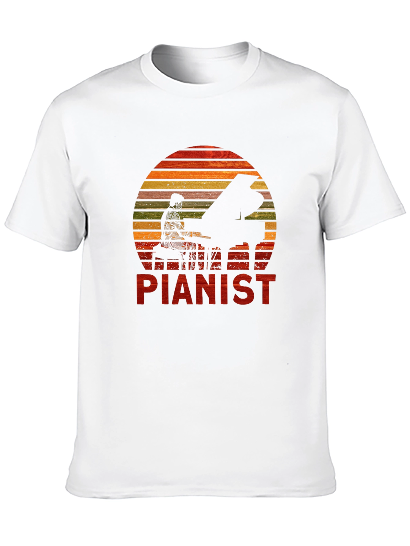 Pianist Sunset Graphic Tee - Black Cotton Casual T-Shirt