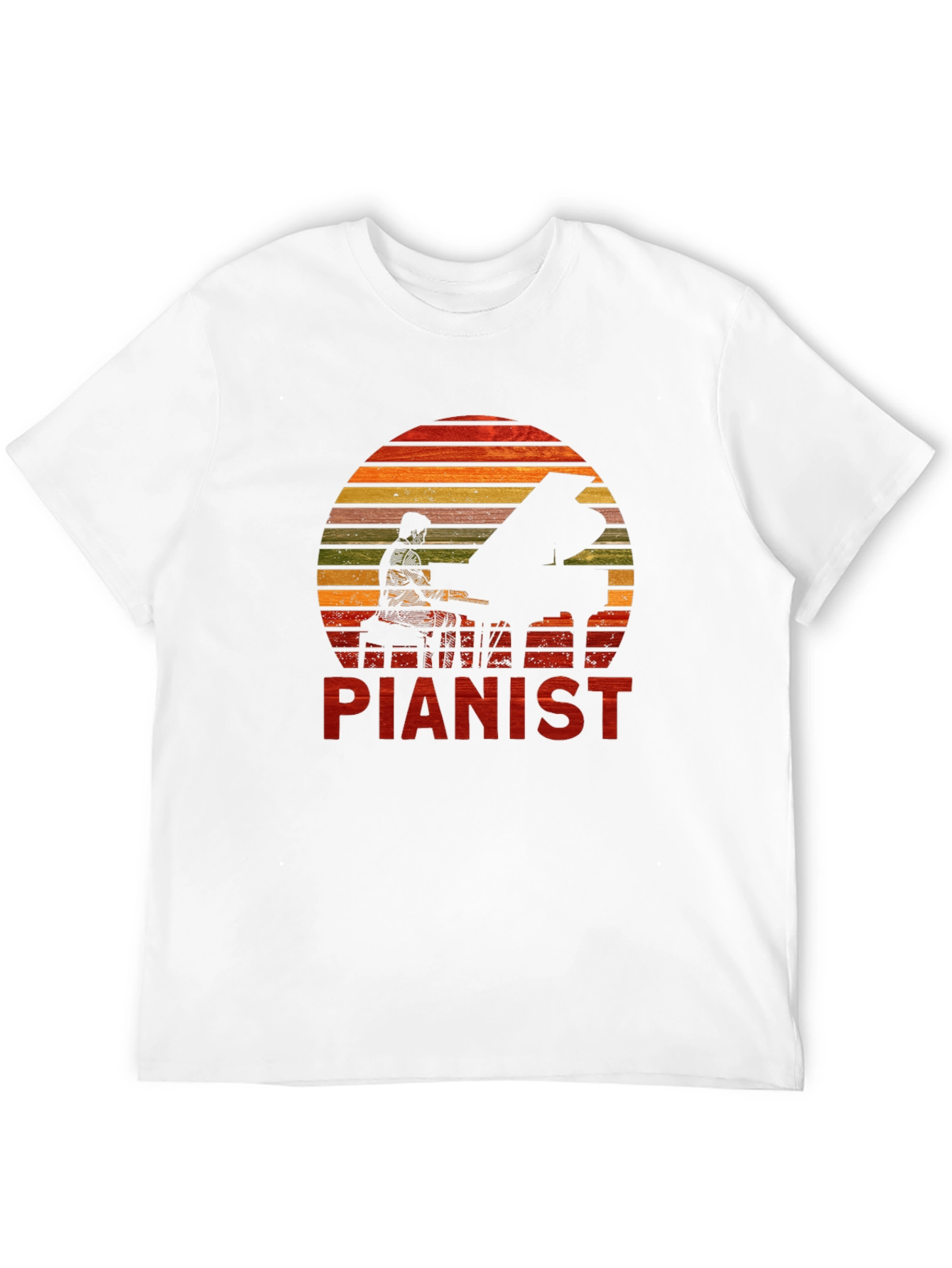 Pianist Sunset Graphic Tee - Black Cotton Casual T-Shirt