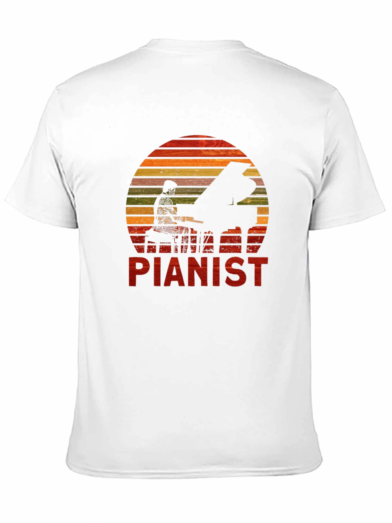 Pianist Sunset Graphic Tee - Black Cotton Casual T-Shirt