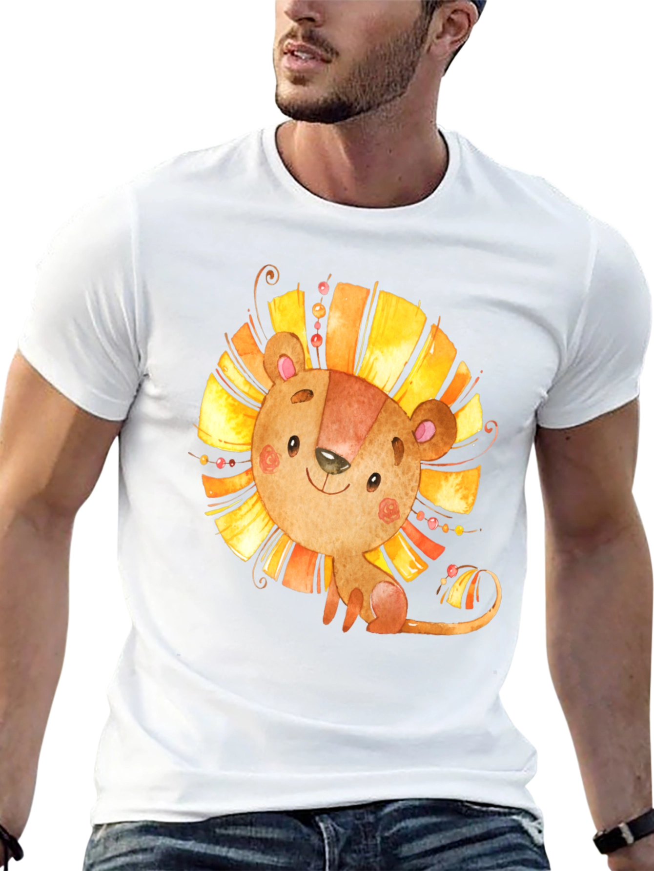 Lion Graphic Tee - Cute Cartoon Design