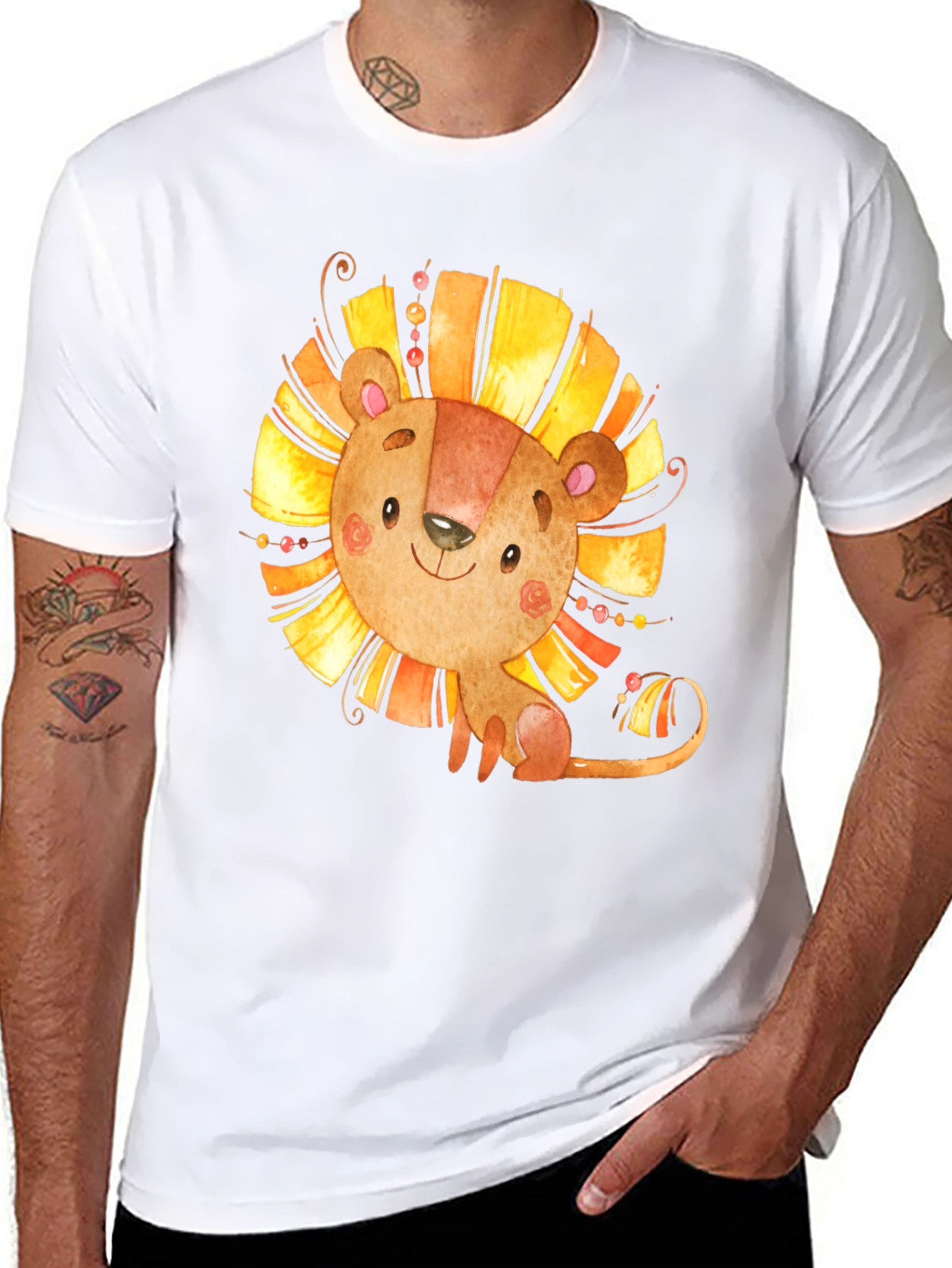 Lion Graphic Tee - Cute Cartoon Design