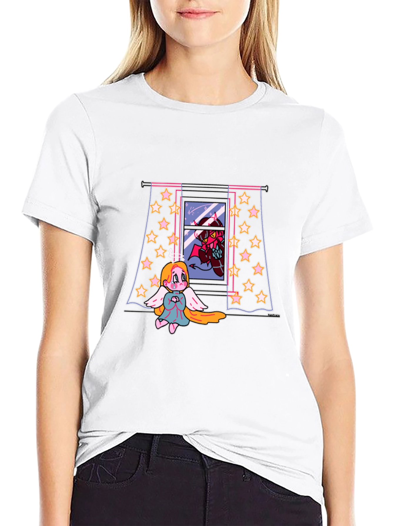 Angel and Devil Window Graphic Tee