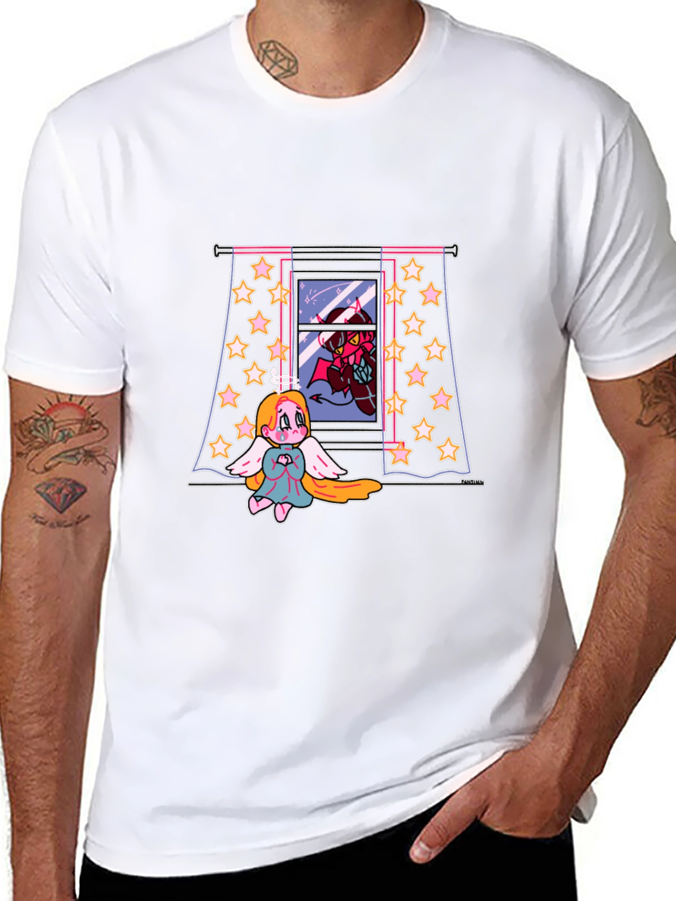 Angel and Devil Window Graphic Tee
