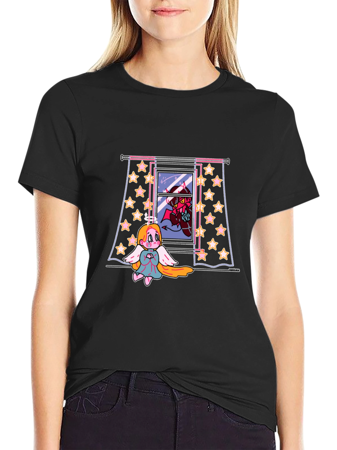 Angel and Devil Window Graphic Tee
