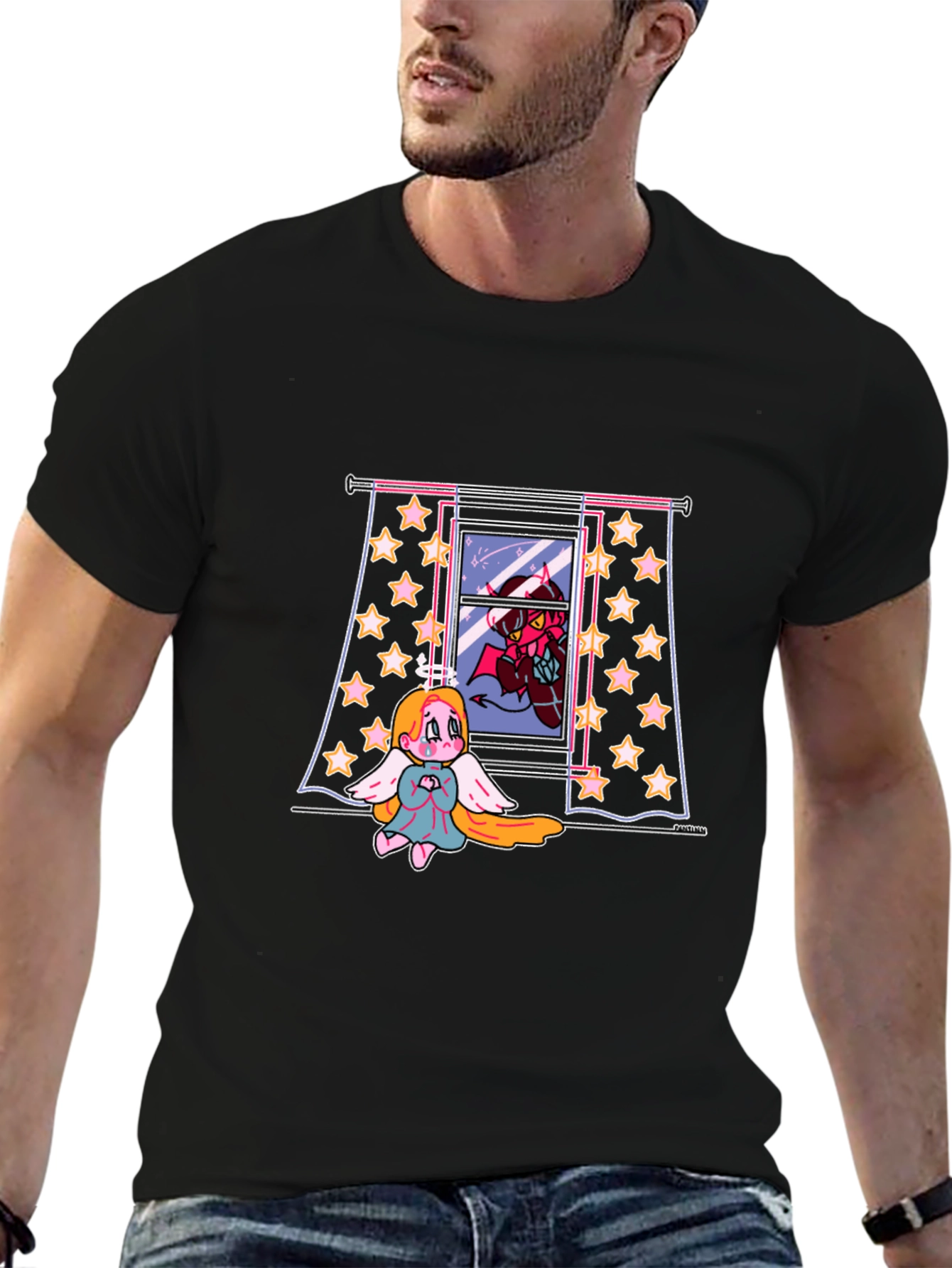 Angel and Devil Window Graphic Tee