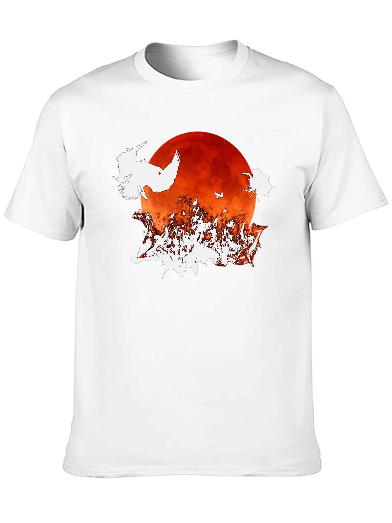 Halloween Owl Moon Graphic T-Shirt - Black
