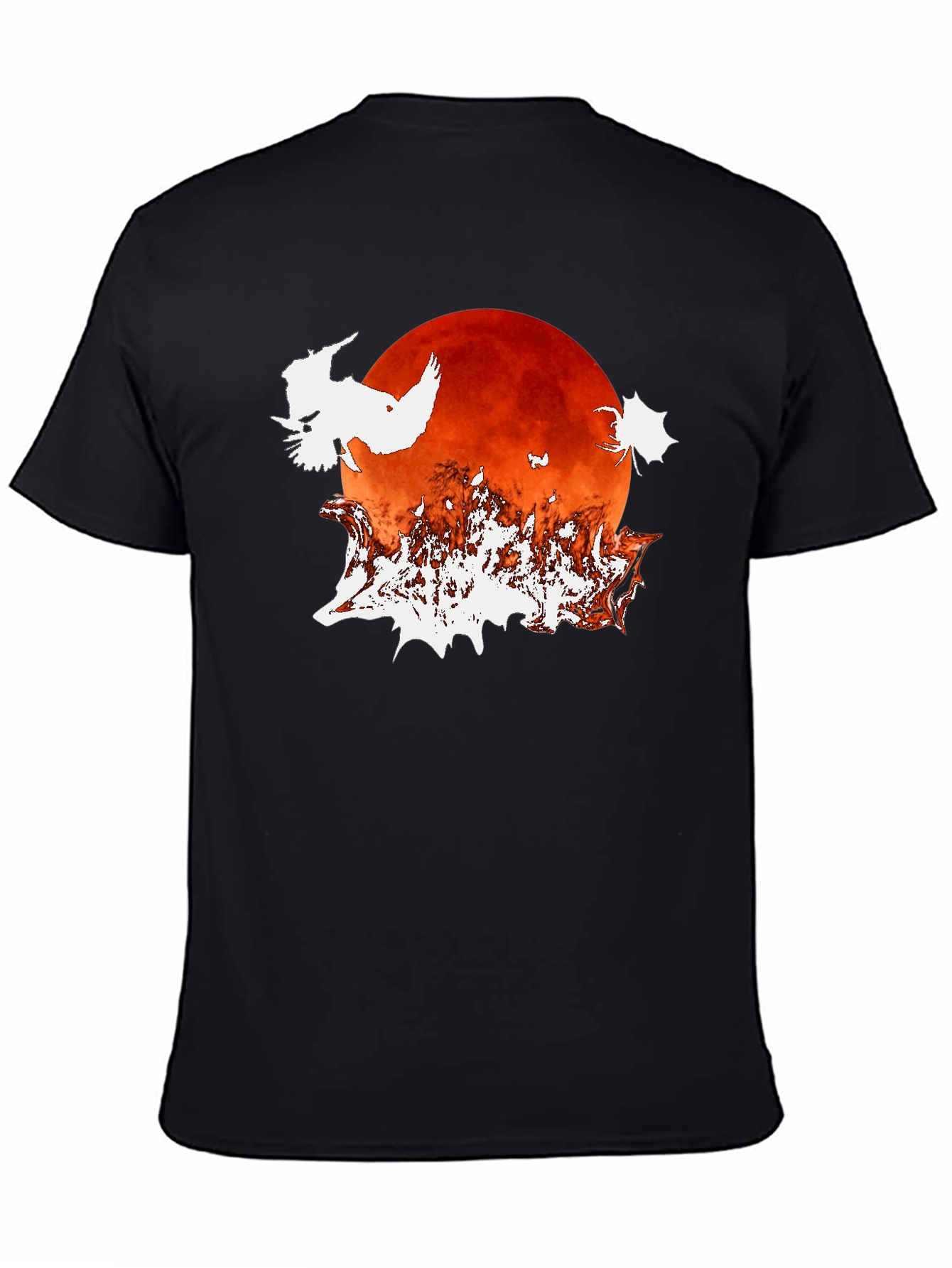 Halloween Owl Moon Graphic T-Shirt - Black