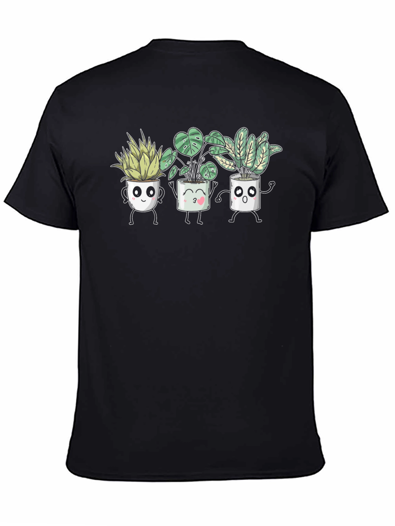 Cute Plant Pot Crew T-Shirt - Black