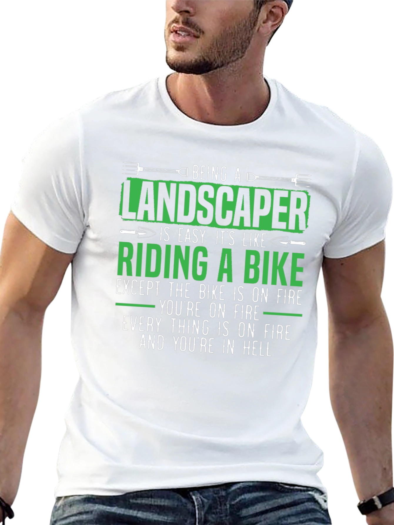 Landscaper on Fire T-Shirt - Funny Job Gift