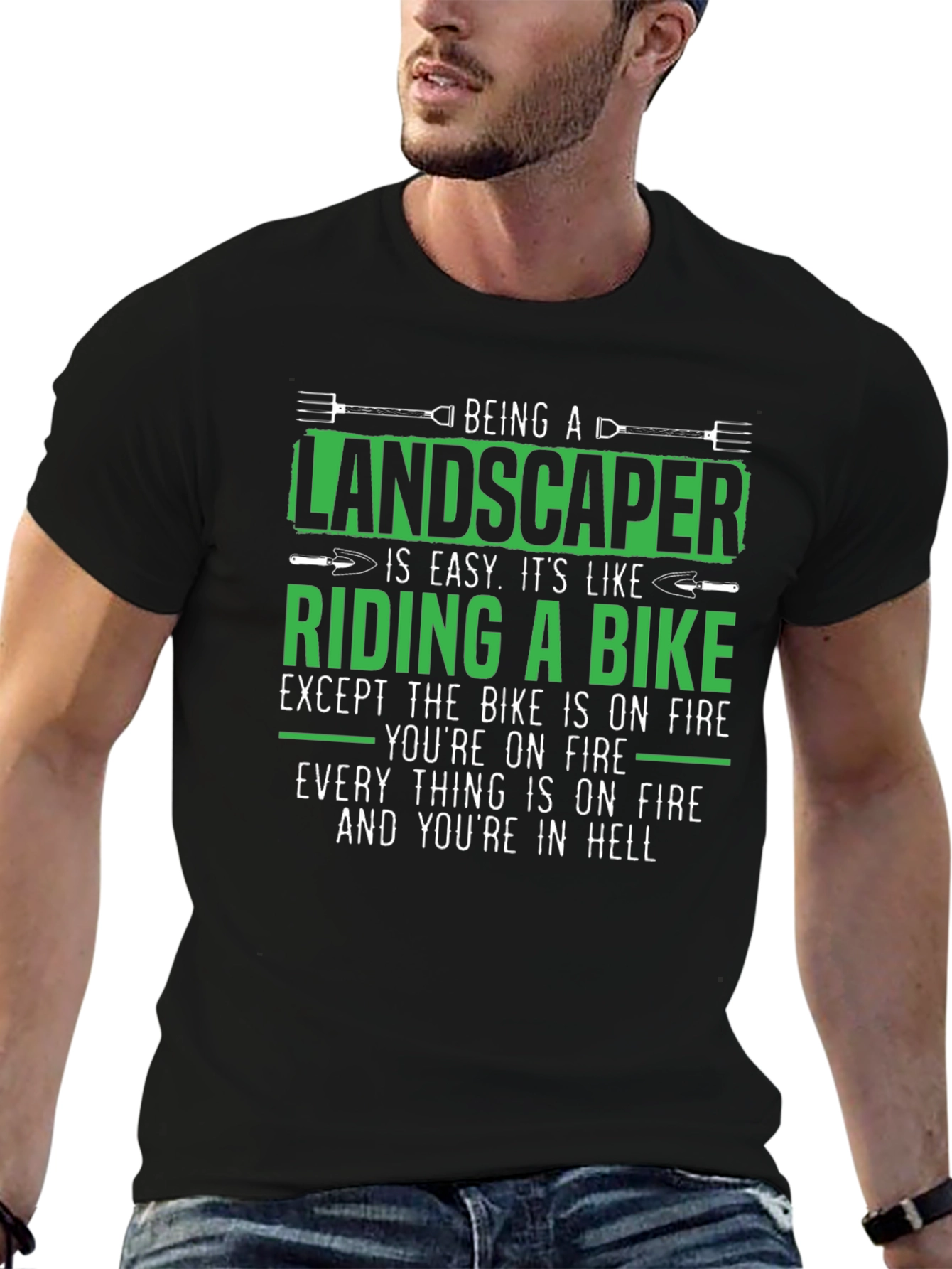 Landscaper on Fire T-Shirt - Funny Job Gift