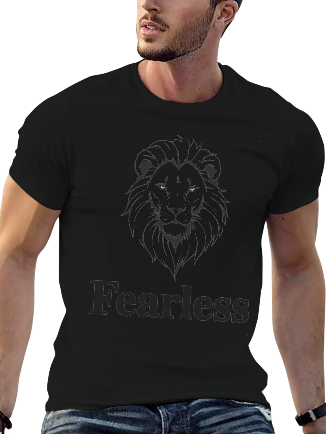 Fearless Lion Graphic Tee - Mens Black T-Shirt