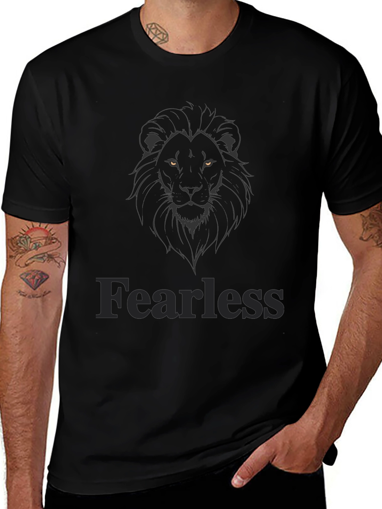 Fearless Lion Graphic Tee - Mens Black T-Shirt