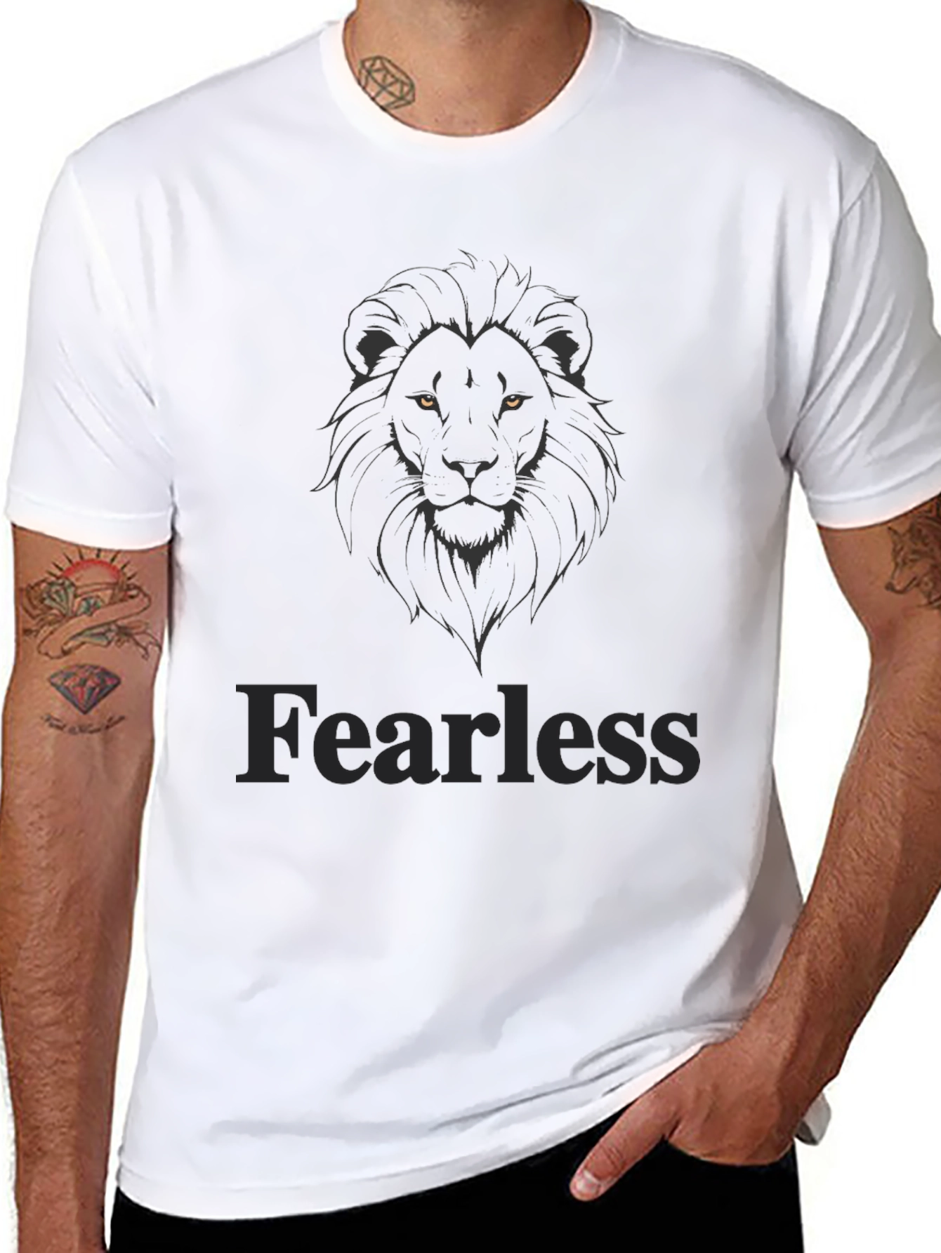 Fearless Lion Graphic Tee - Mens Black T-Shirt
