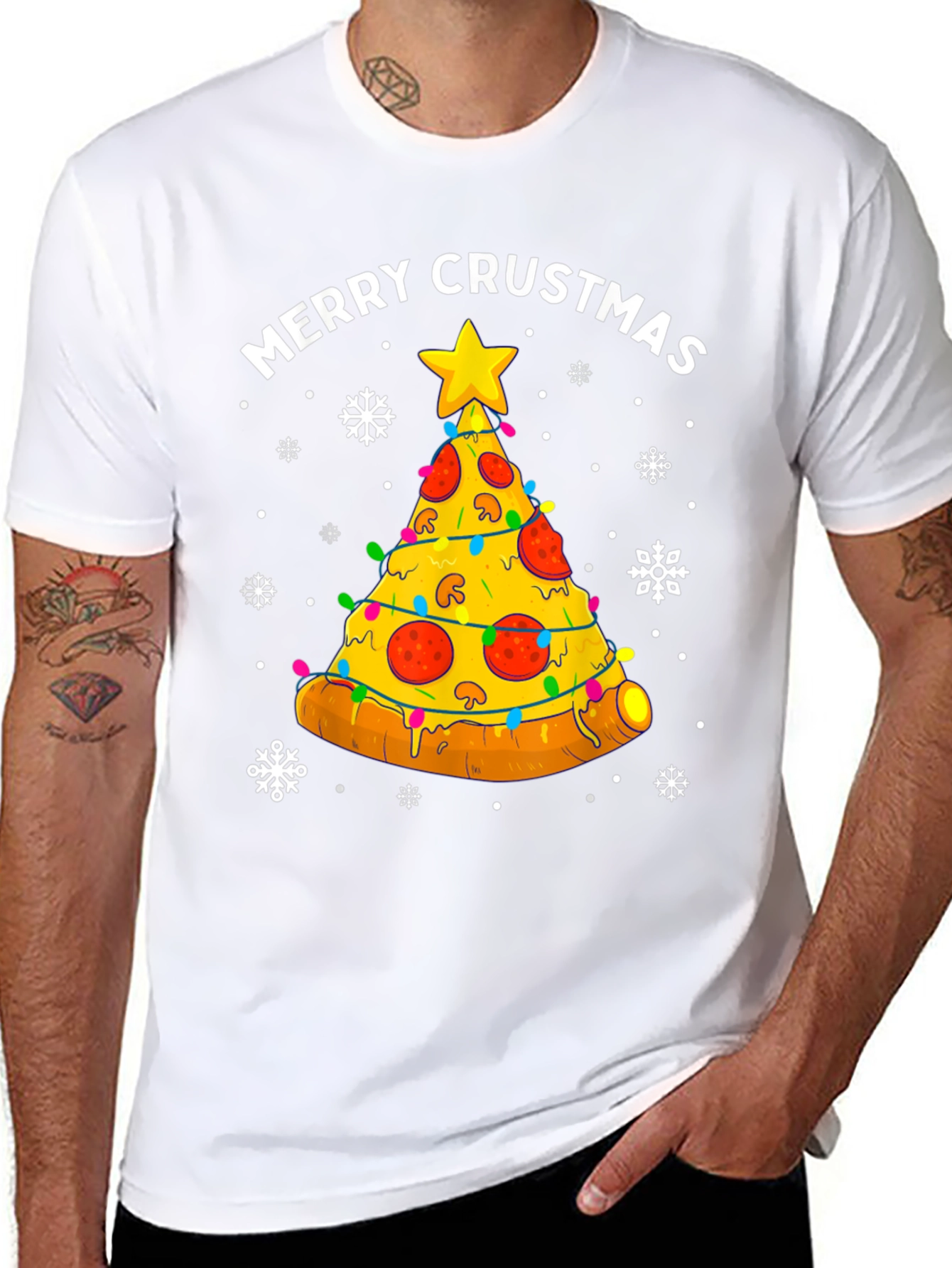 Merry Crustmas Pizza Tree T-Shirt