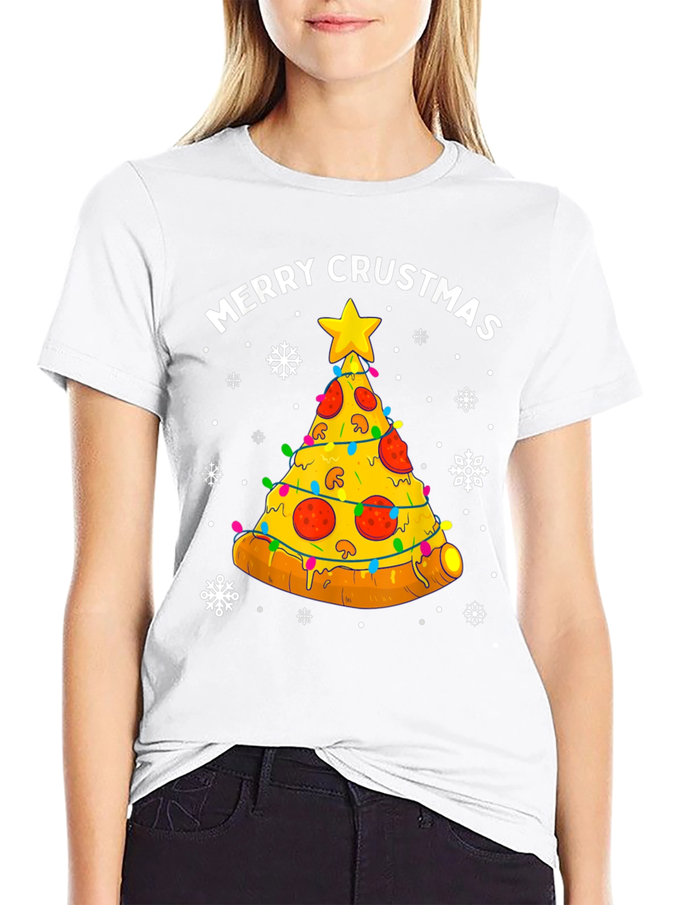 Merry Crustmas Pizza Tree T-Shirt