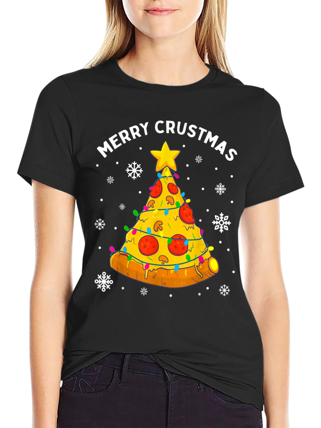 Merry Crustmas Pizza Tree T-Shirt