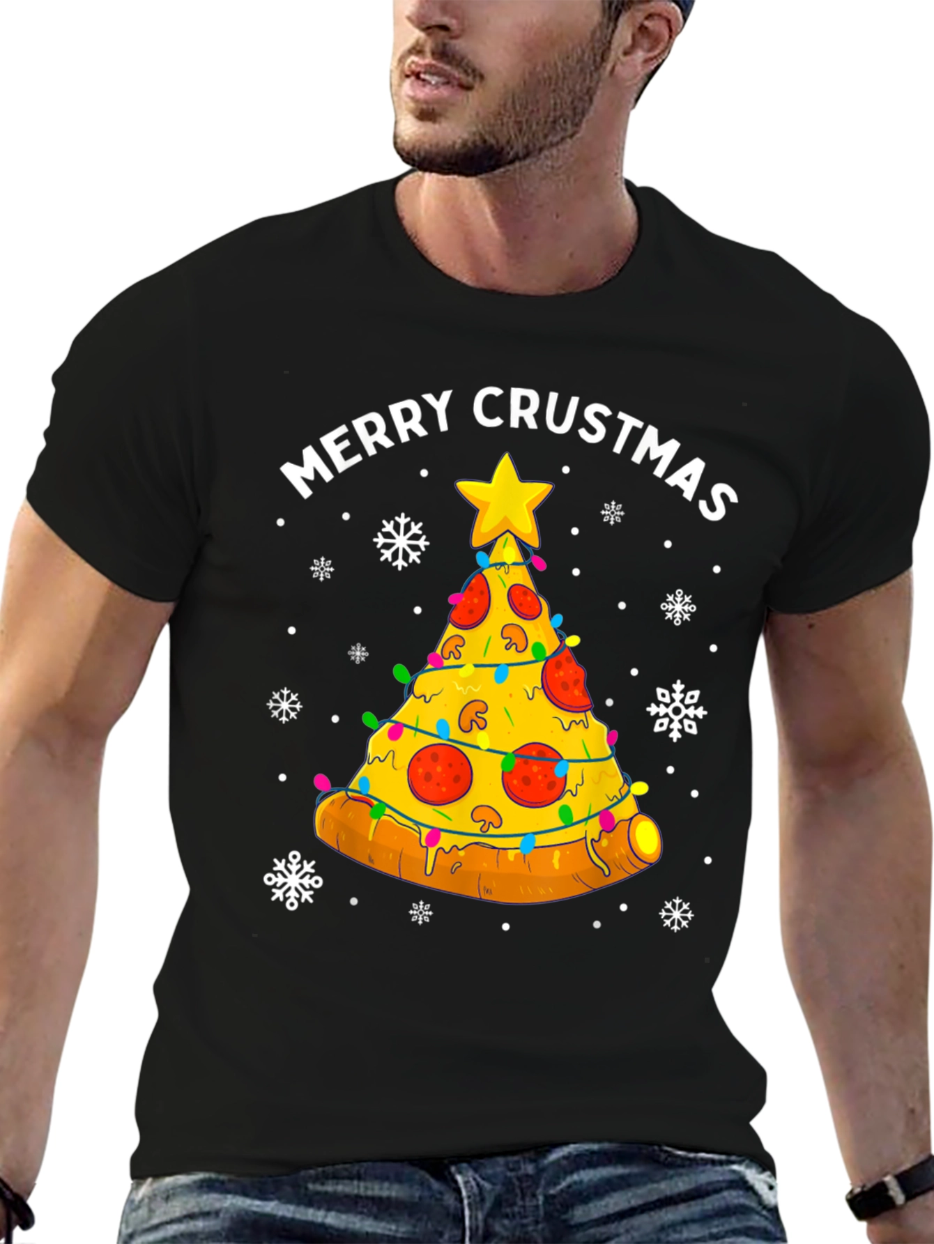 Merry Crustmas Pizza Tree T-Shirt