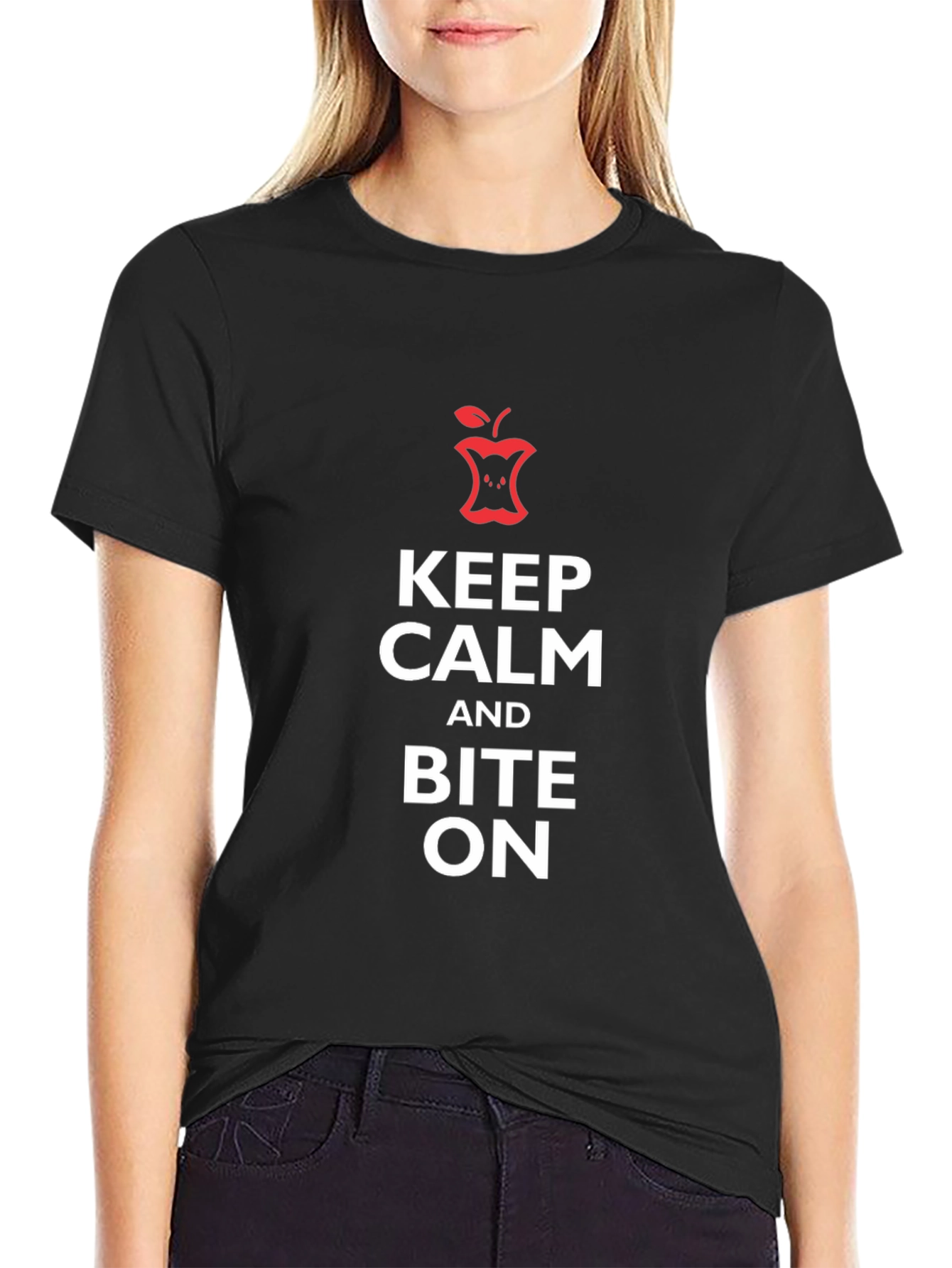 Keep Calm and Bite On Black Graphic Tee