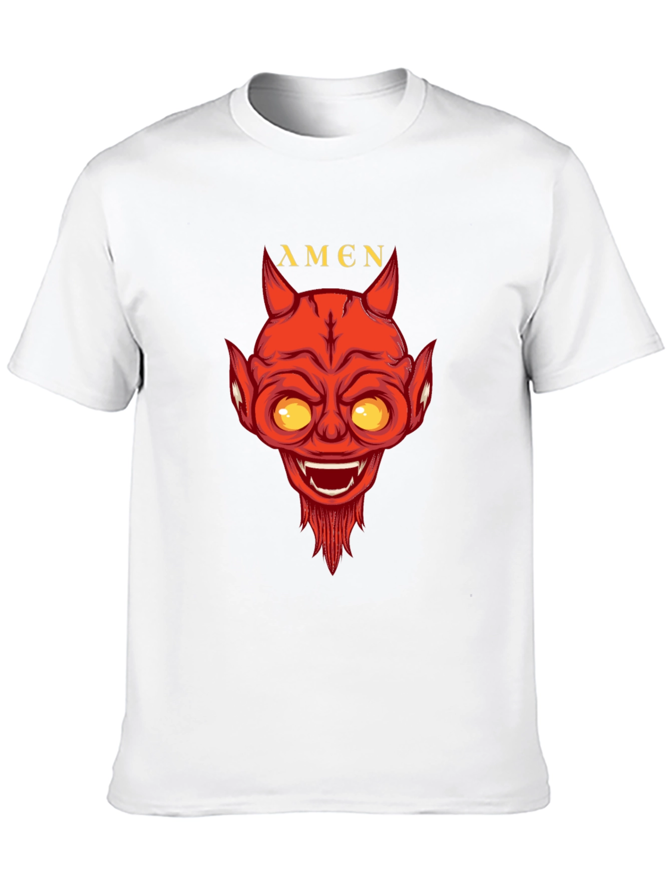 Devil Amen Graphic Print Black T-Shirt