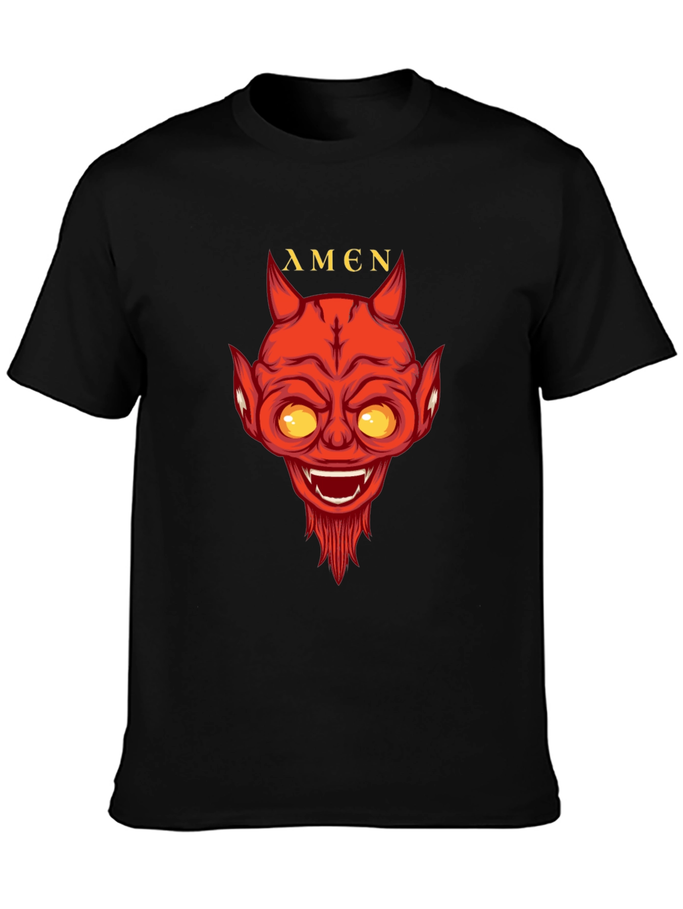 Devil Amen Graphic Print Black T-Shirt
