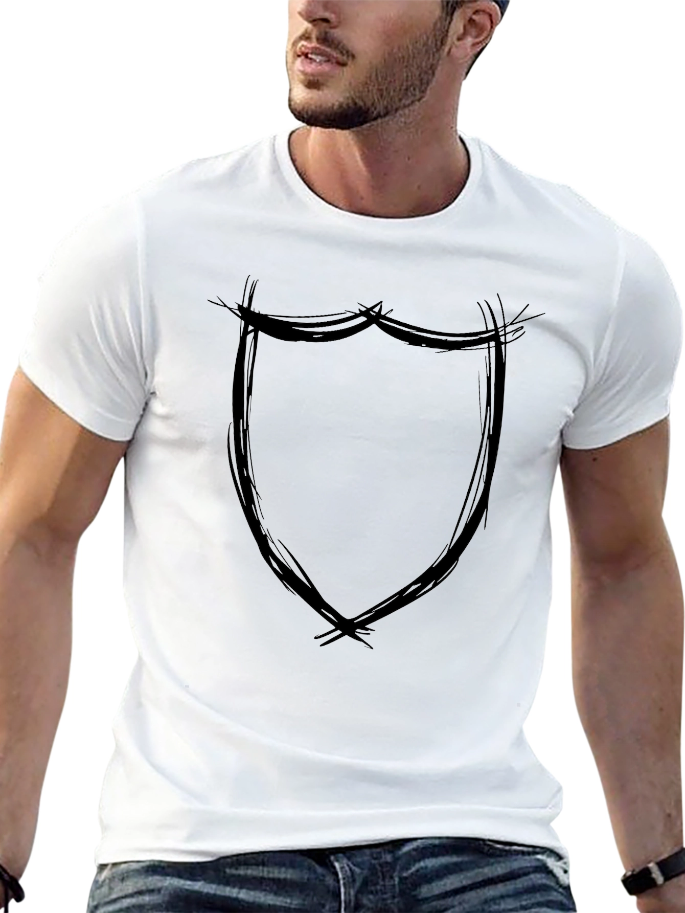 Mens Black Shield Graphic Tee - Casual Style